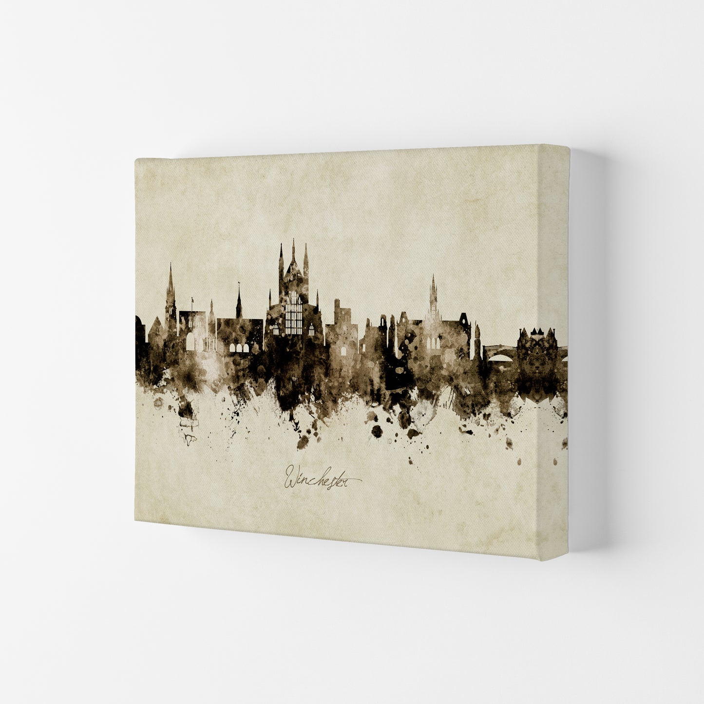 Winchester England Skyline Vintage Art Print by Michael Tompsett Canvas