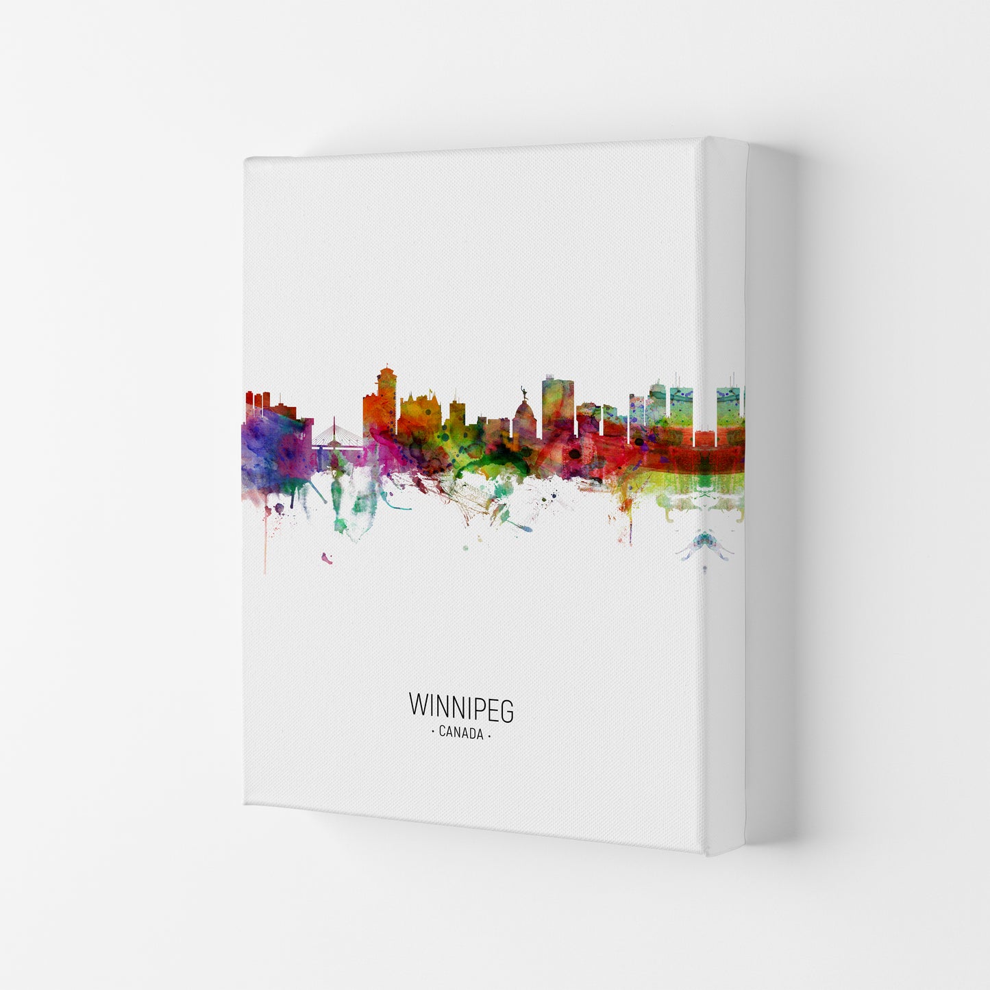 Winnipeg Canada Skyline Portrait Art Print by Michael Tompsett Canvas