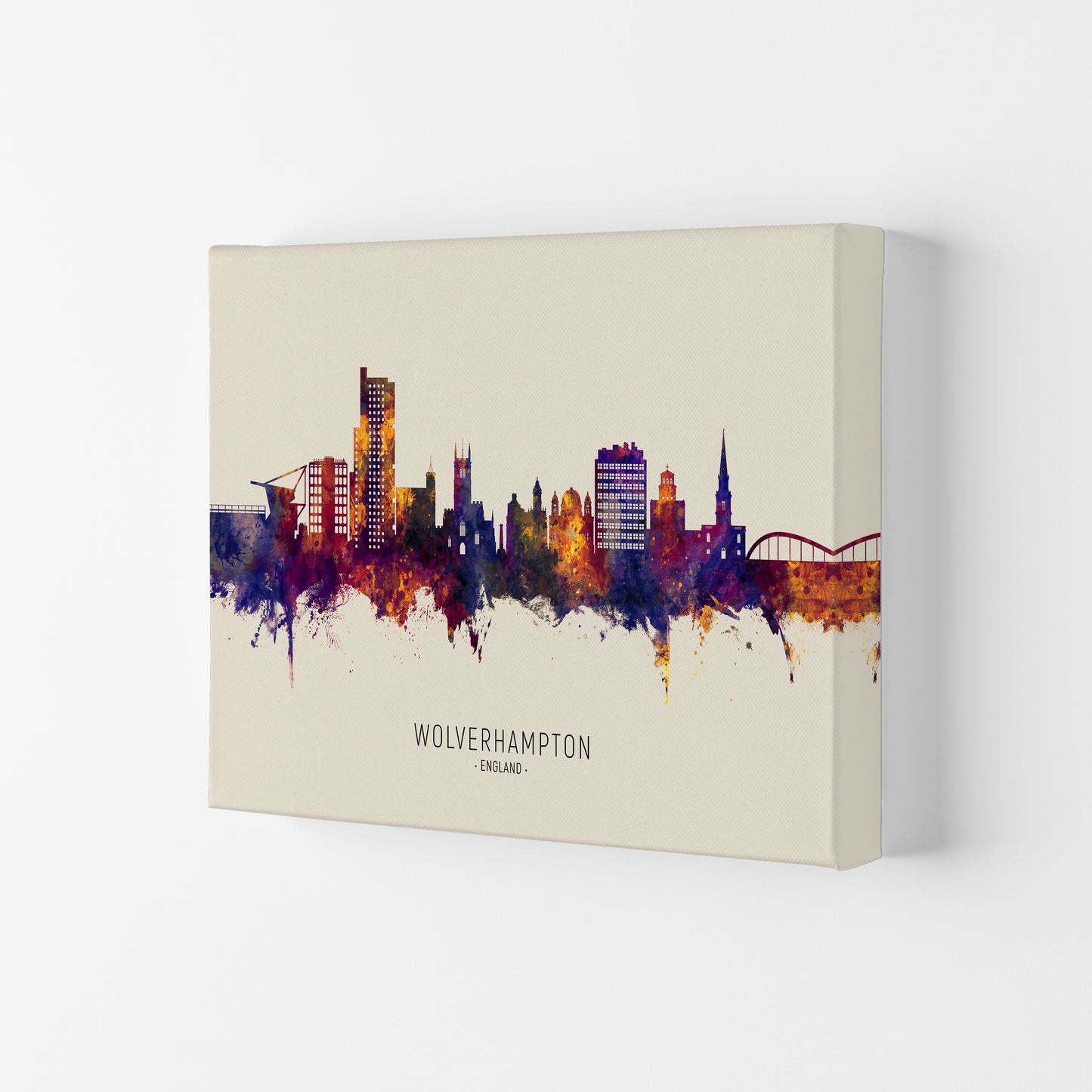 Wolverhampton England Skyline Autumn City Name Art Print by Michael Tompsett Canvas