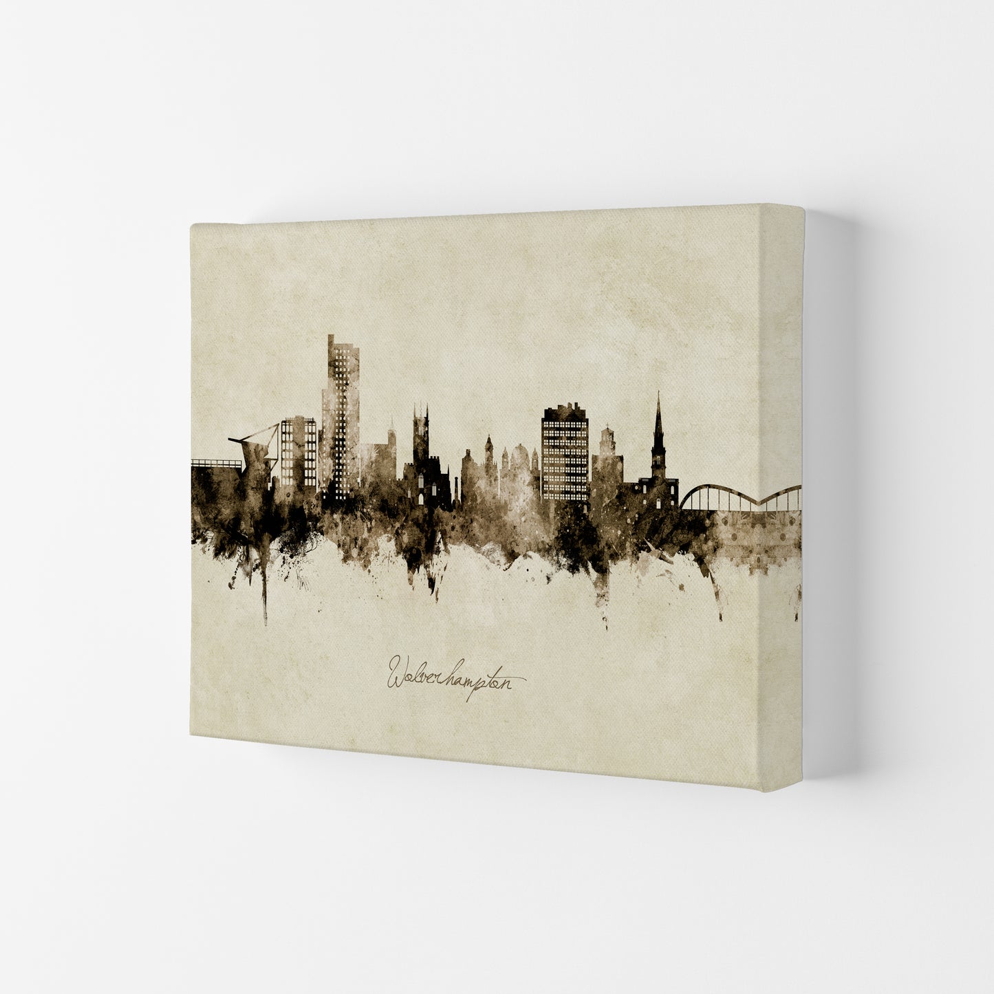 Wolverhampton England Skyline Vintage Art Print by Michael Tompsett Canvas