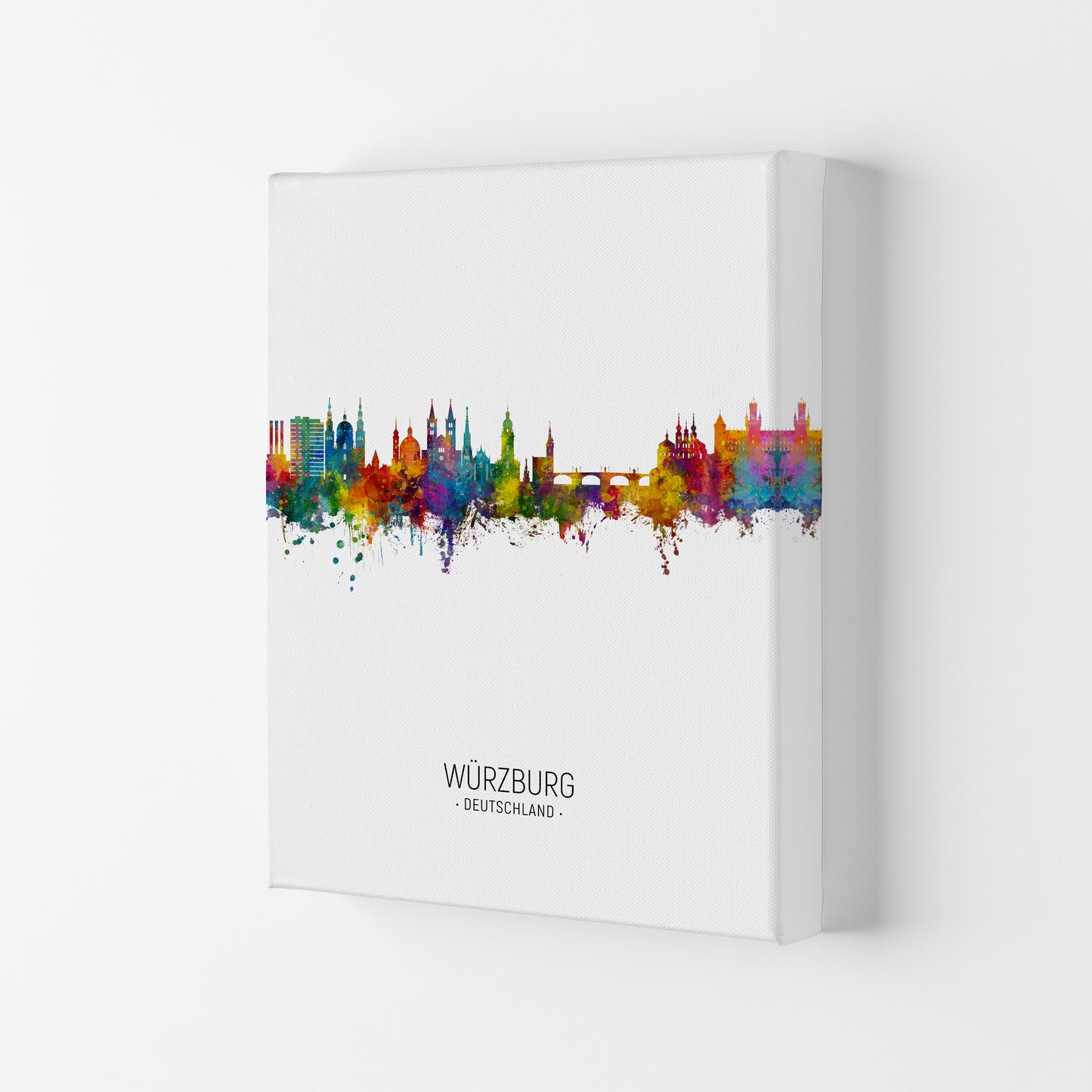 Wurzburg Deutschland Skyline Portrait Art Print by Michael Tompsett Canvas