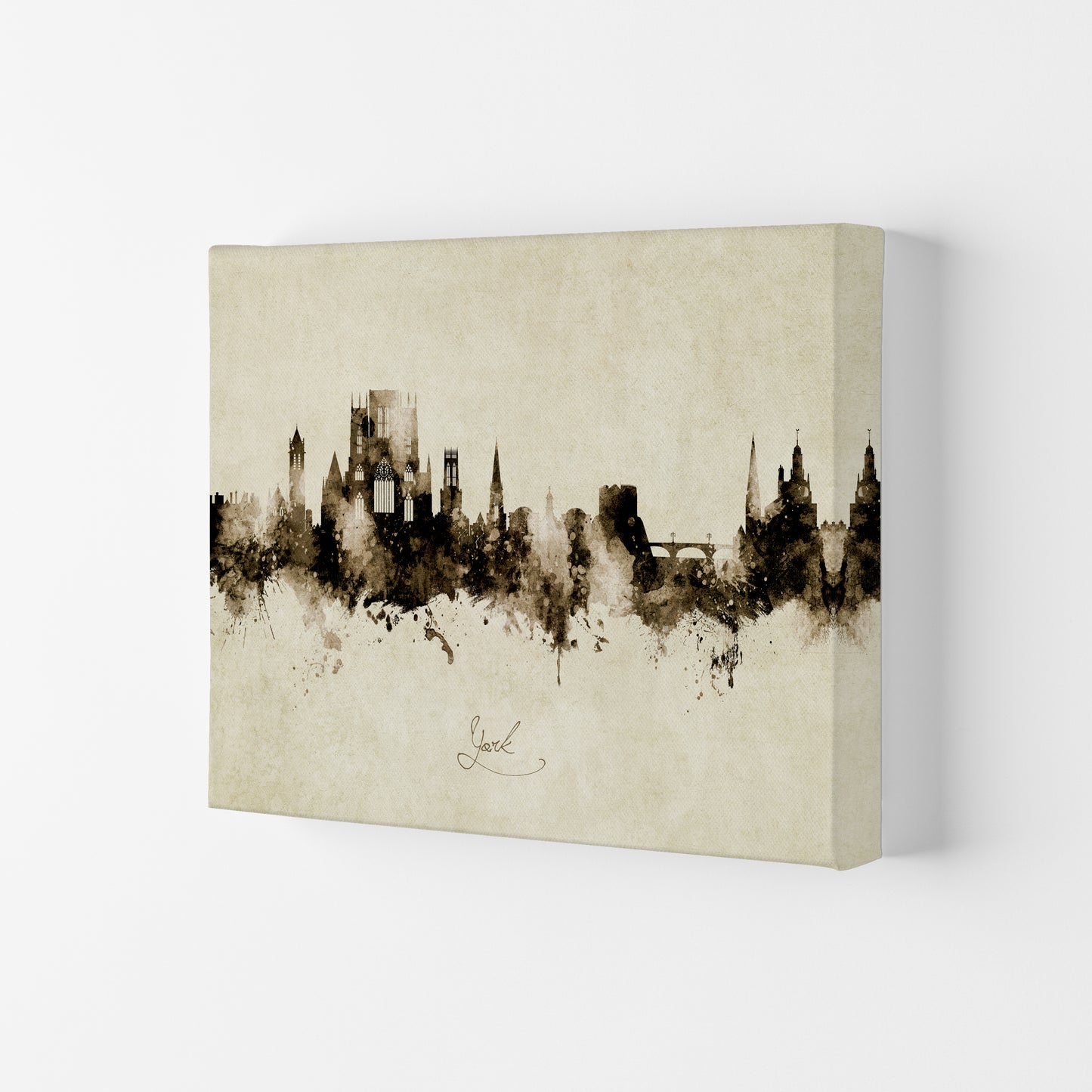 York England Skyline Vintage Art Print by Michael Tompsett Canvas