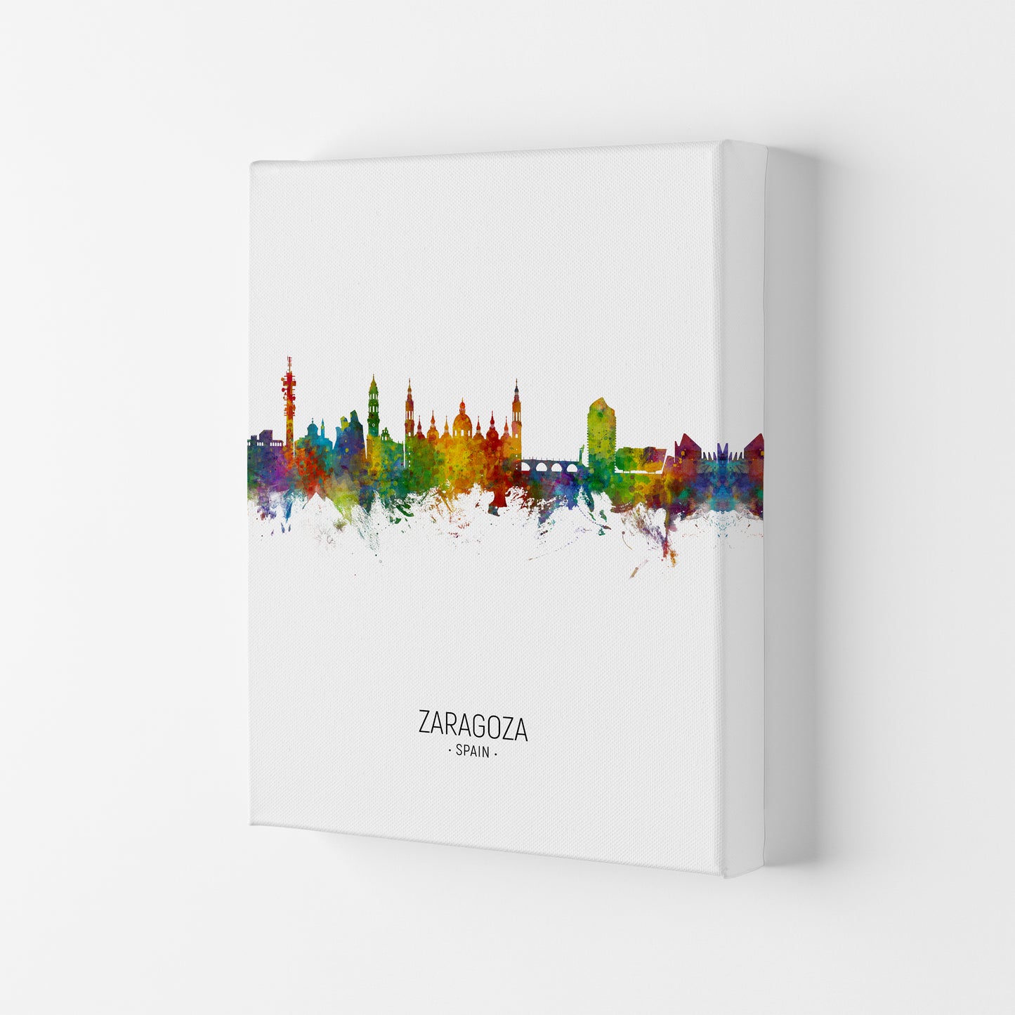 Zaragoza Spain Skyline Portrait Art Print by Michael Tompsett Canvas