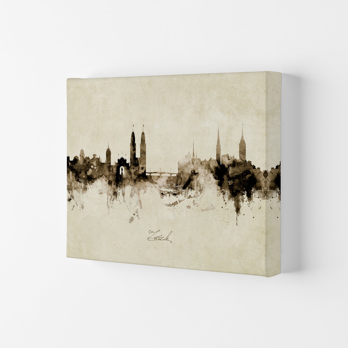Zurich Switzerland Skyline Vintage Art Print by Michael Tompsett Canvas