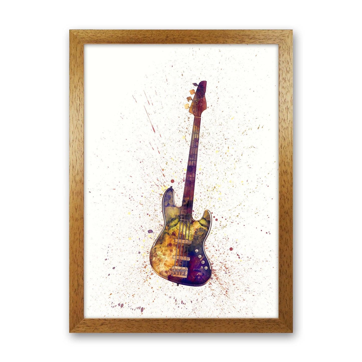 Electric Bass Guitar Watercolour by Michael Tompsett Oak Grain