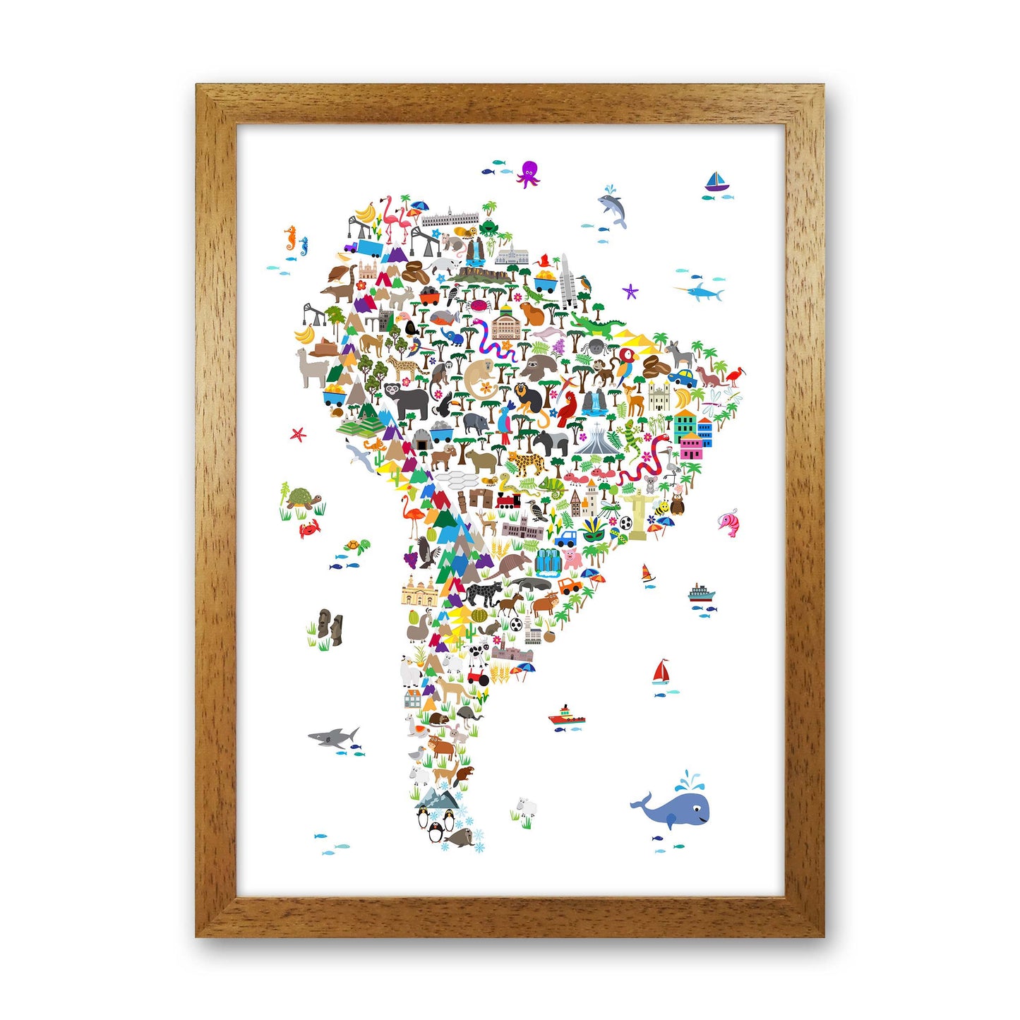 Animal Map of South America Nursery Print by Michael Tompsett Oak Grain