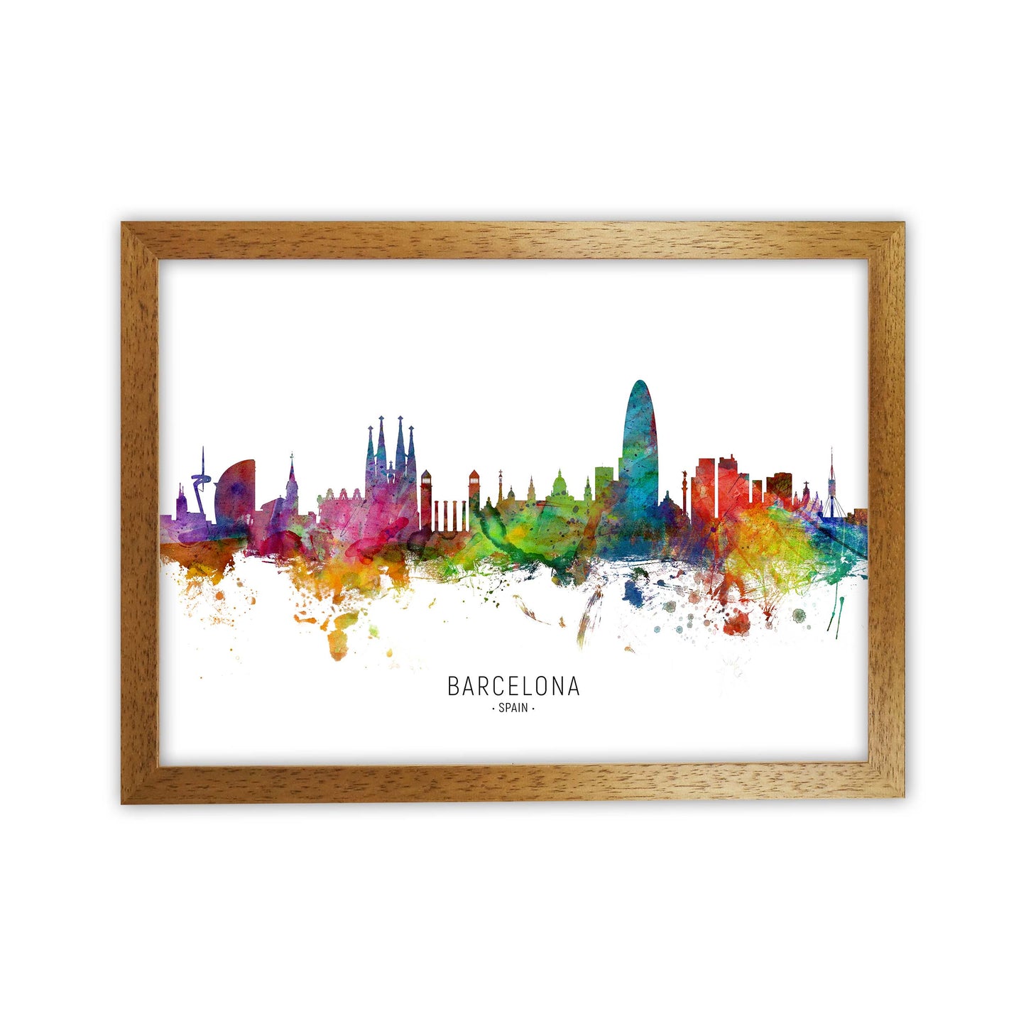 Barcelona Spain Skyline Art Print by Michael Tompsett Oak Grain