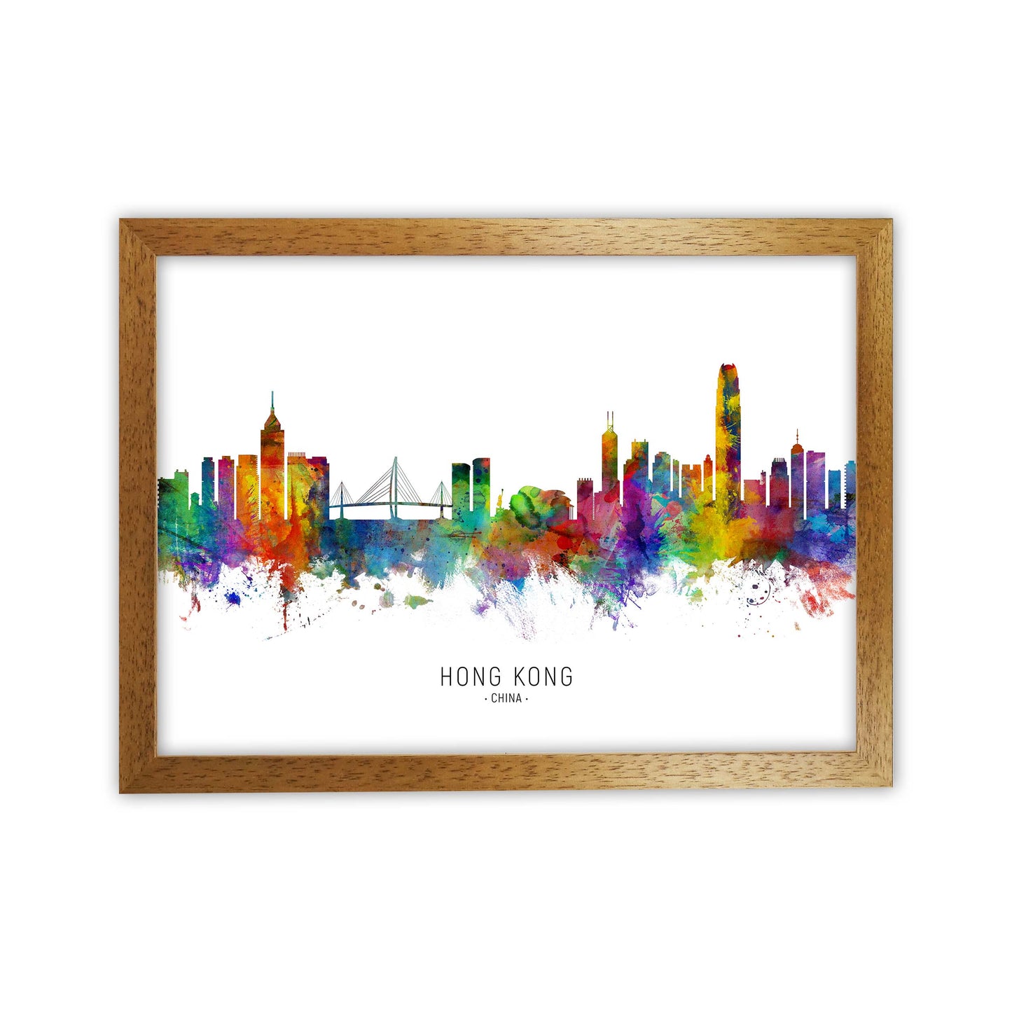Hong Kong China Skyline Art Print by Michael Tompsett Oak Grain