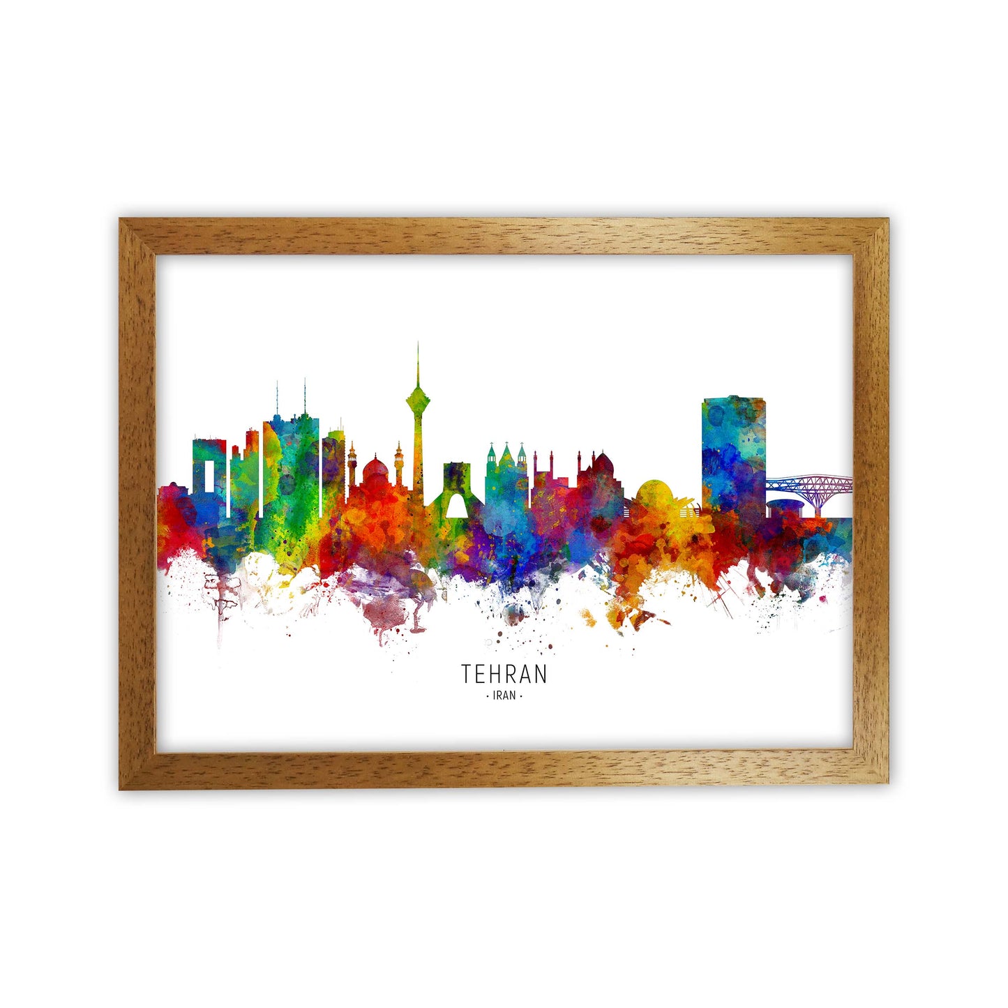 Tehran Iran Skyline Art Print by Michael Tompsett Oak Grain