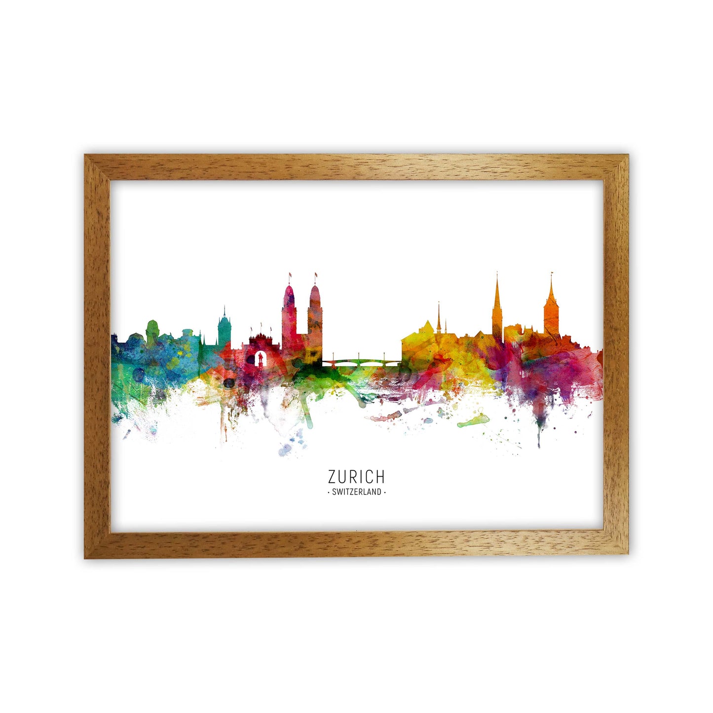 Zurich Switzerland Skyline Art Print by Michael Tompsett Oak Grain