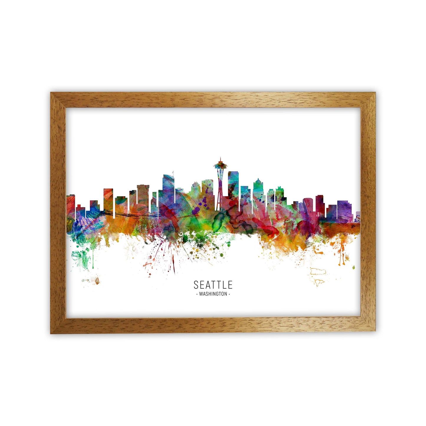 Seattle Washington Skyline Art Print by Michael Tompsett Oak Grain