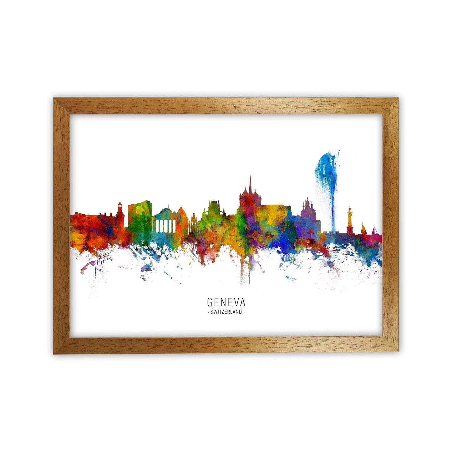 Geneva Switzerland Skyline Art Print by Michael Tompsett Oak Grain