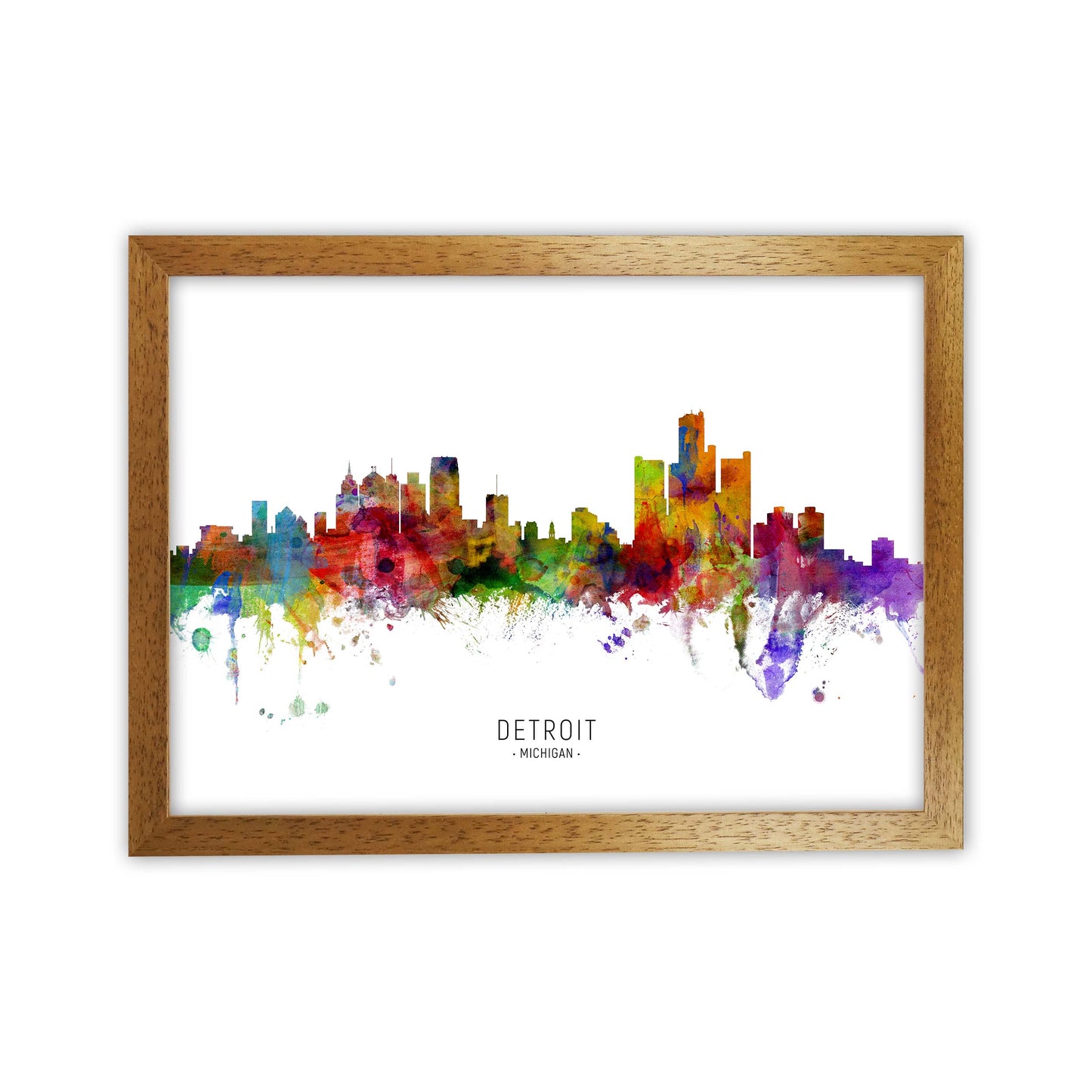 Detroit Michigan Skyline Art Print by Michael Tompsett Oak Grain