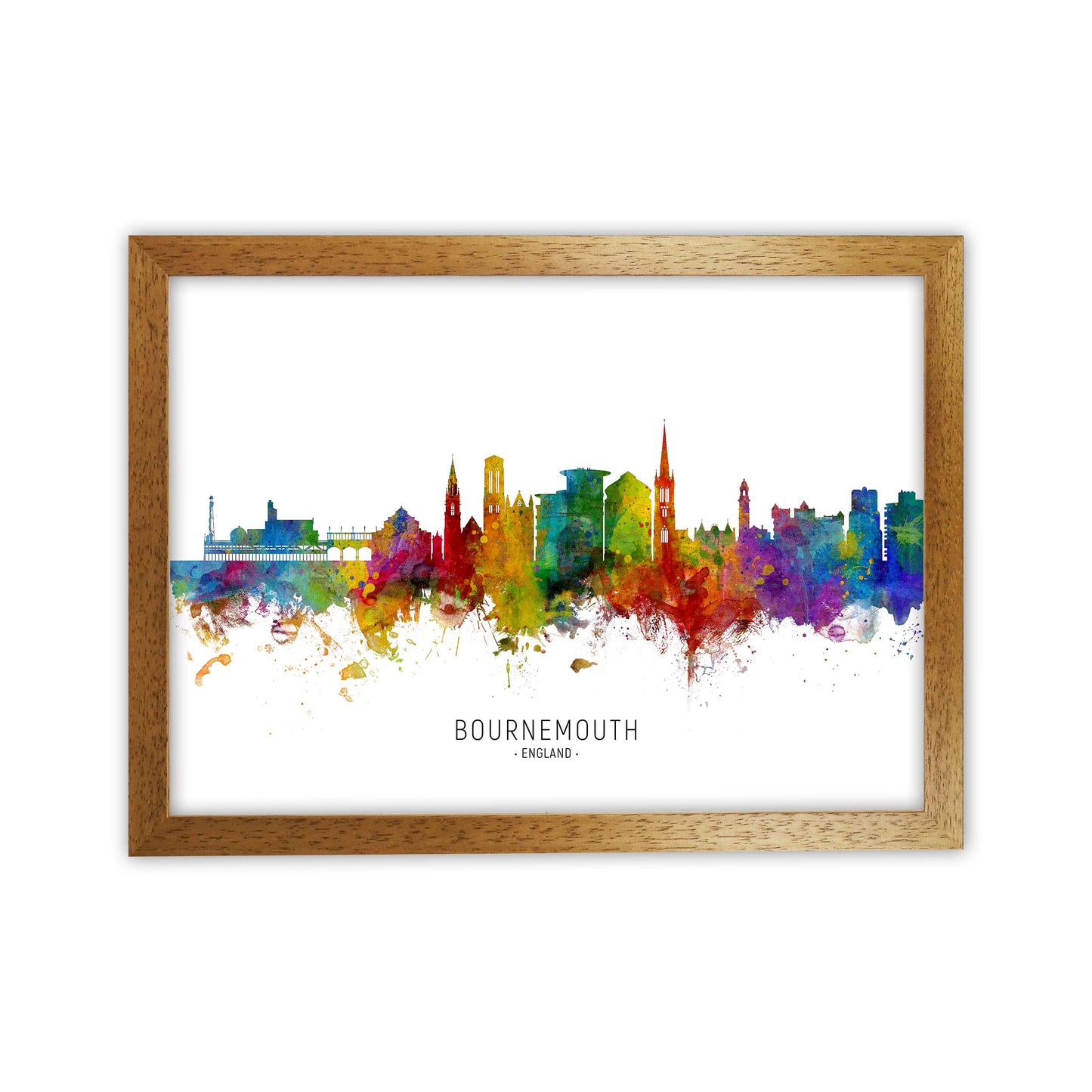 Bournemouth England Skyline Art Print by Michael Tompsett Oak Grain