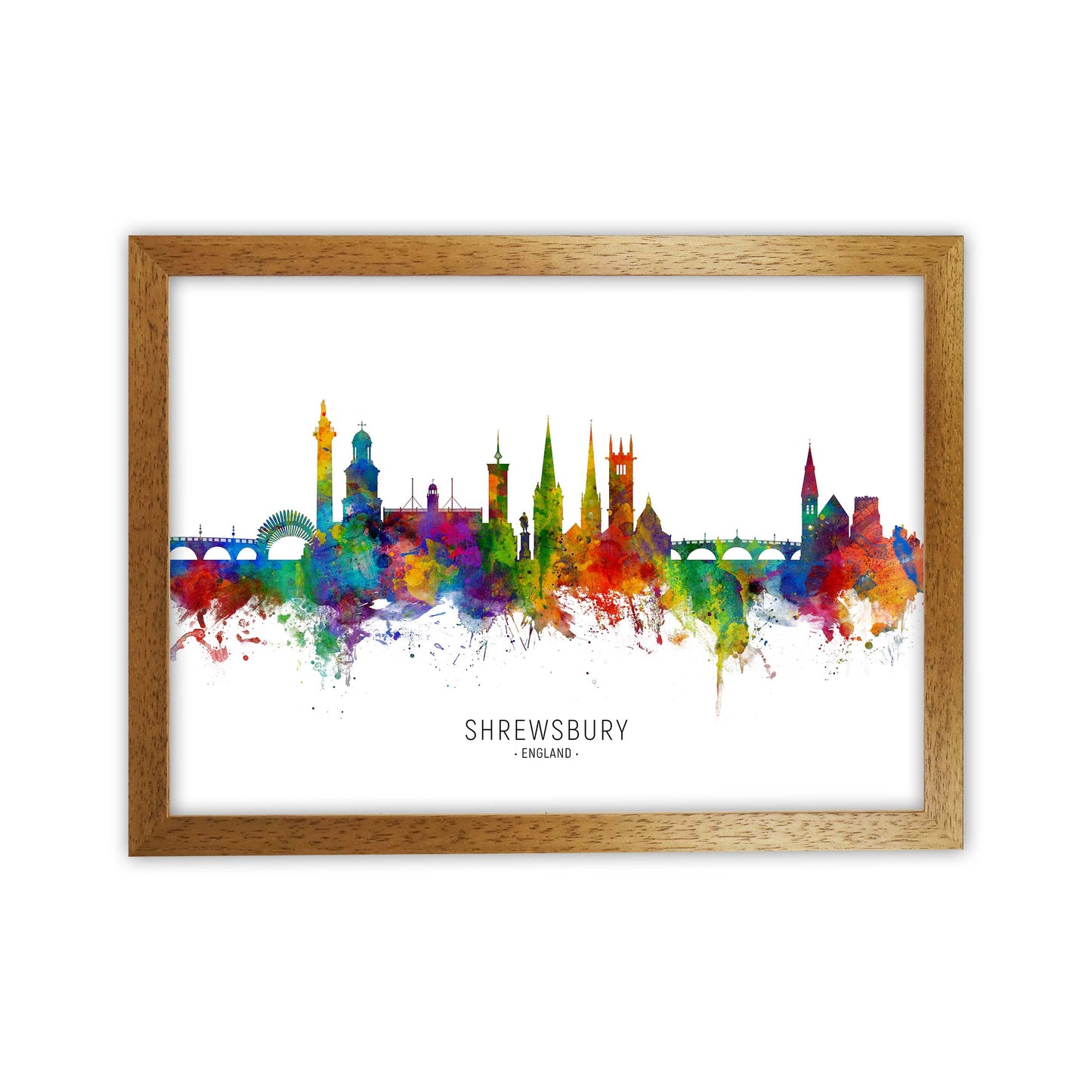 Shrewsbury England Skyline Art Print by Michael Tompsett Oak Grain