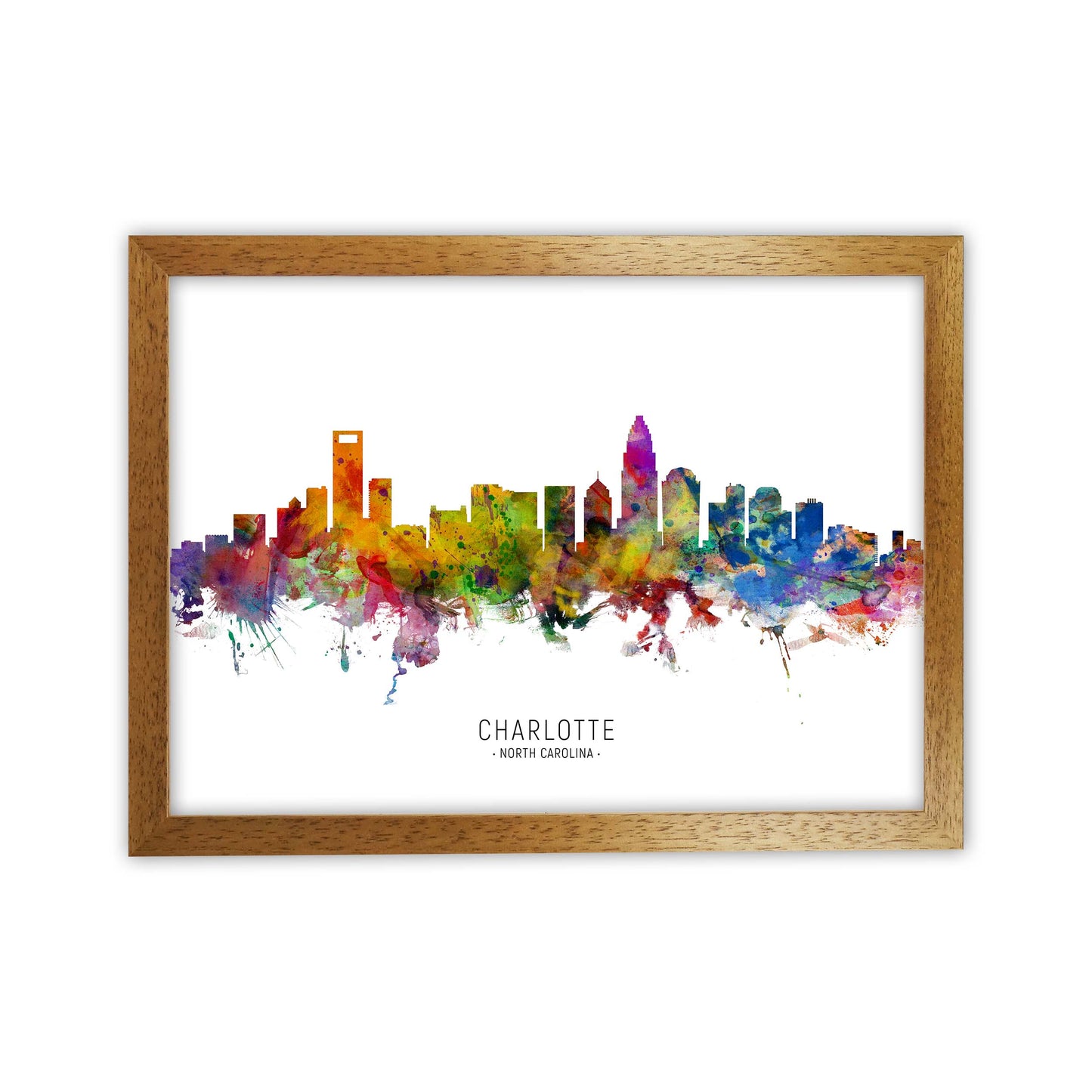 Charlotte North Carolina Skyline Print by Michael Tompsett Oak Grain