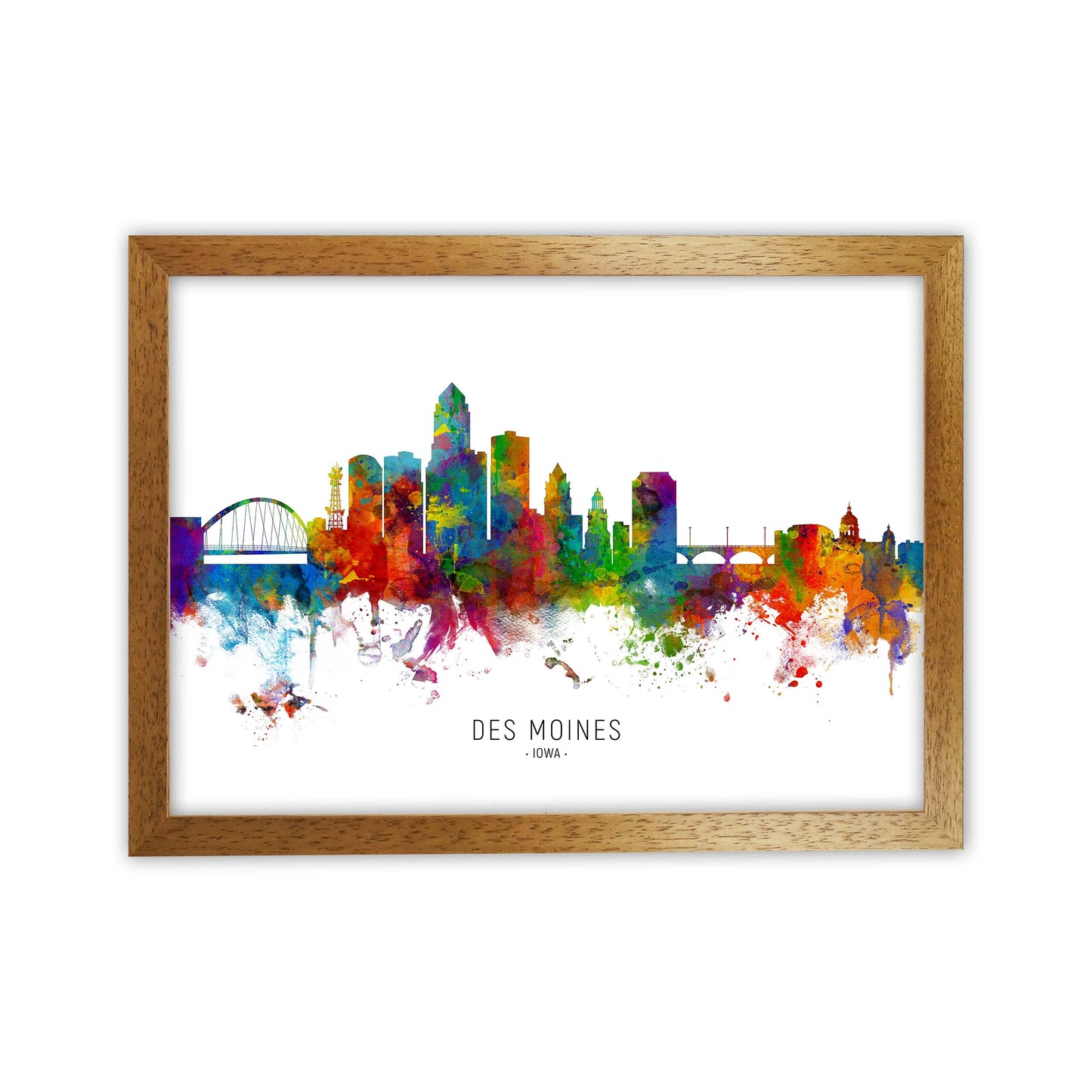 Des Moines Iowa Skyline Art Print by Michael Tompsett Oak Grain