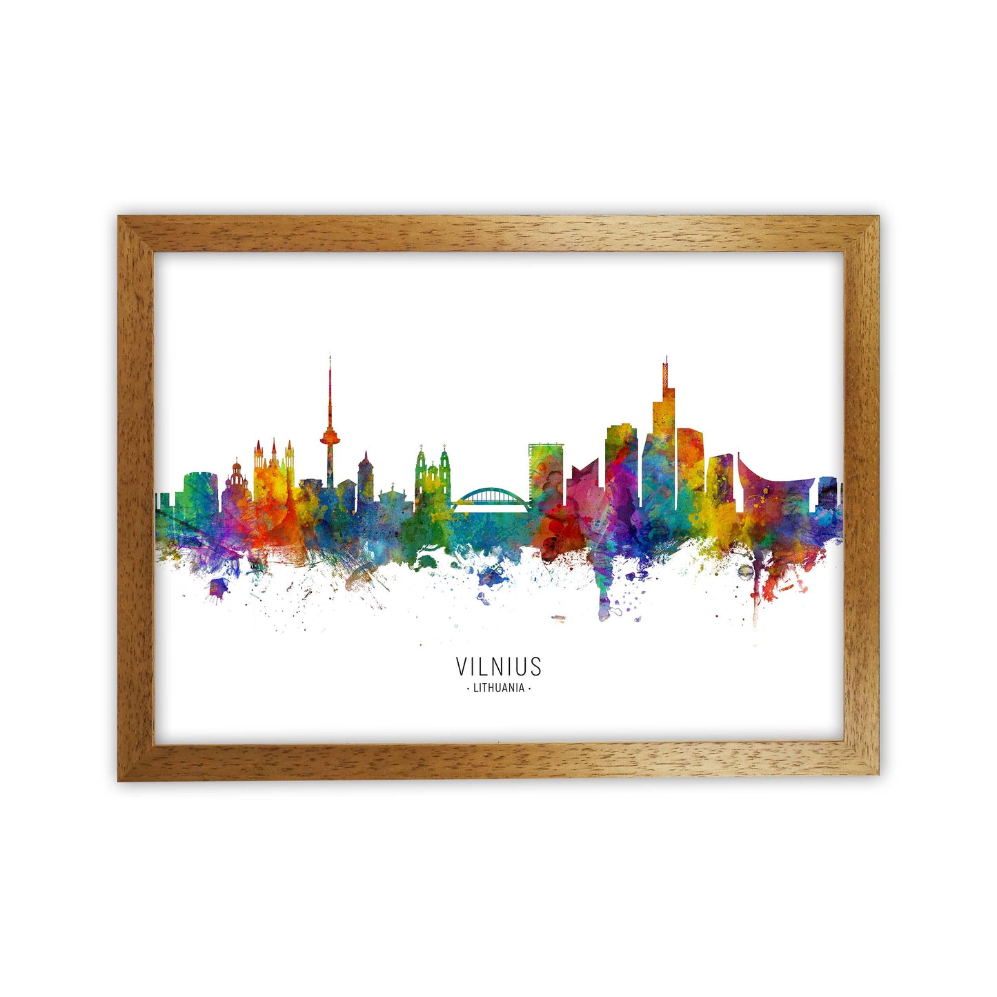 Vilnius Lithuania Skyline Art Print by Michael Tompsett Oak Grain