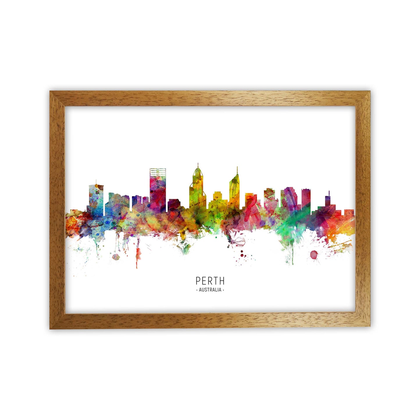 Perth Australia Skyline Art Print by Michael Tompsett Oak Grain