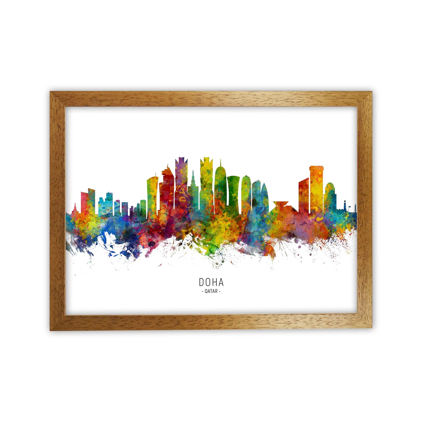 Doha Qatar Skyline Art Print by Michael Tompsett Oak Grain