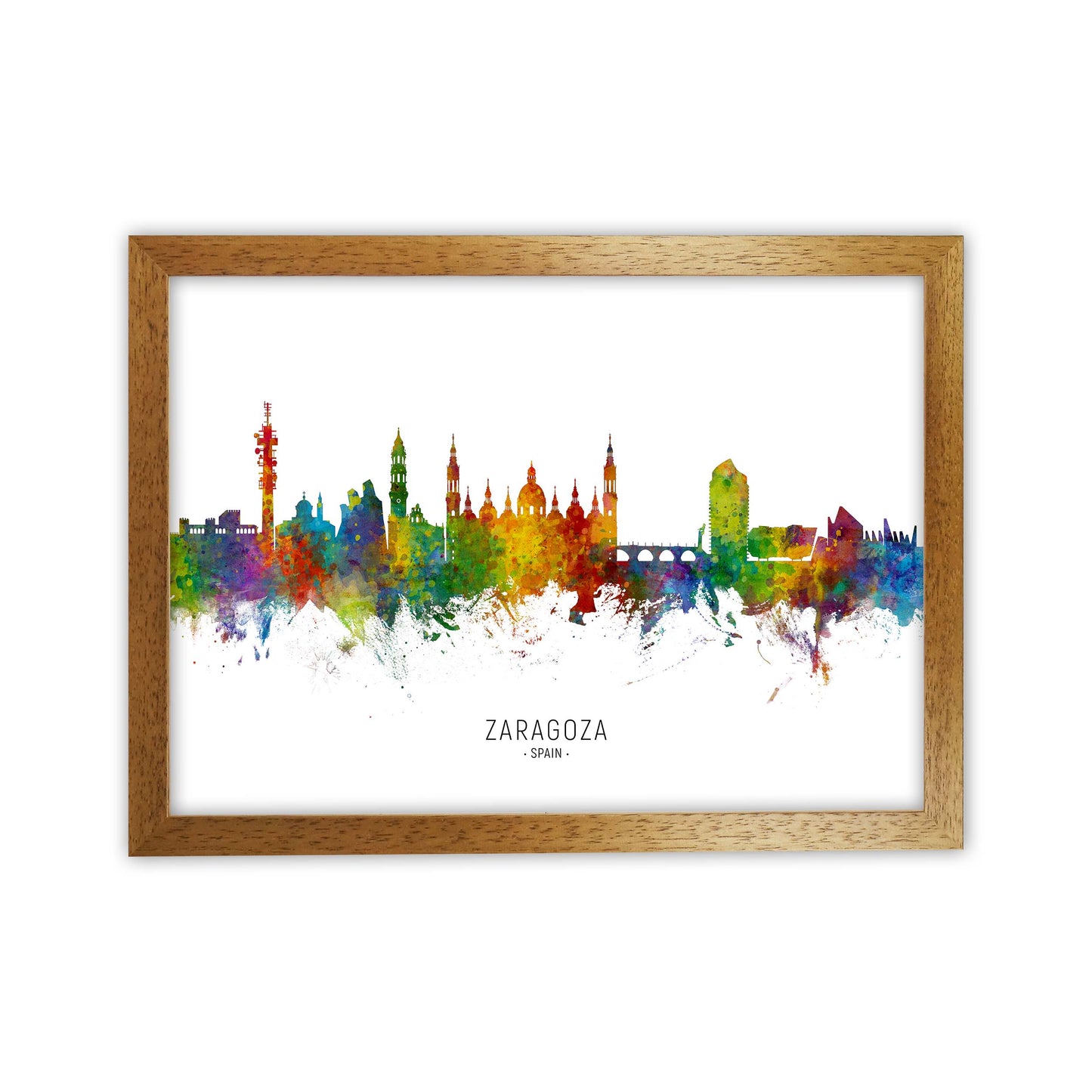 Zaragoza Spain Skyline Art Print by Michael Tompsett Oak Grain