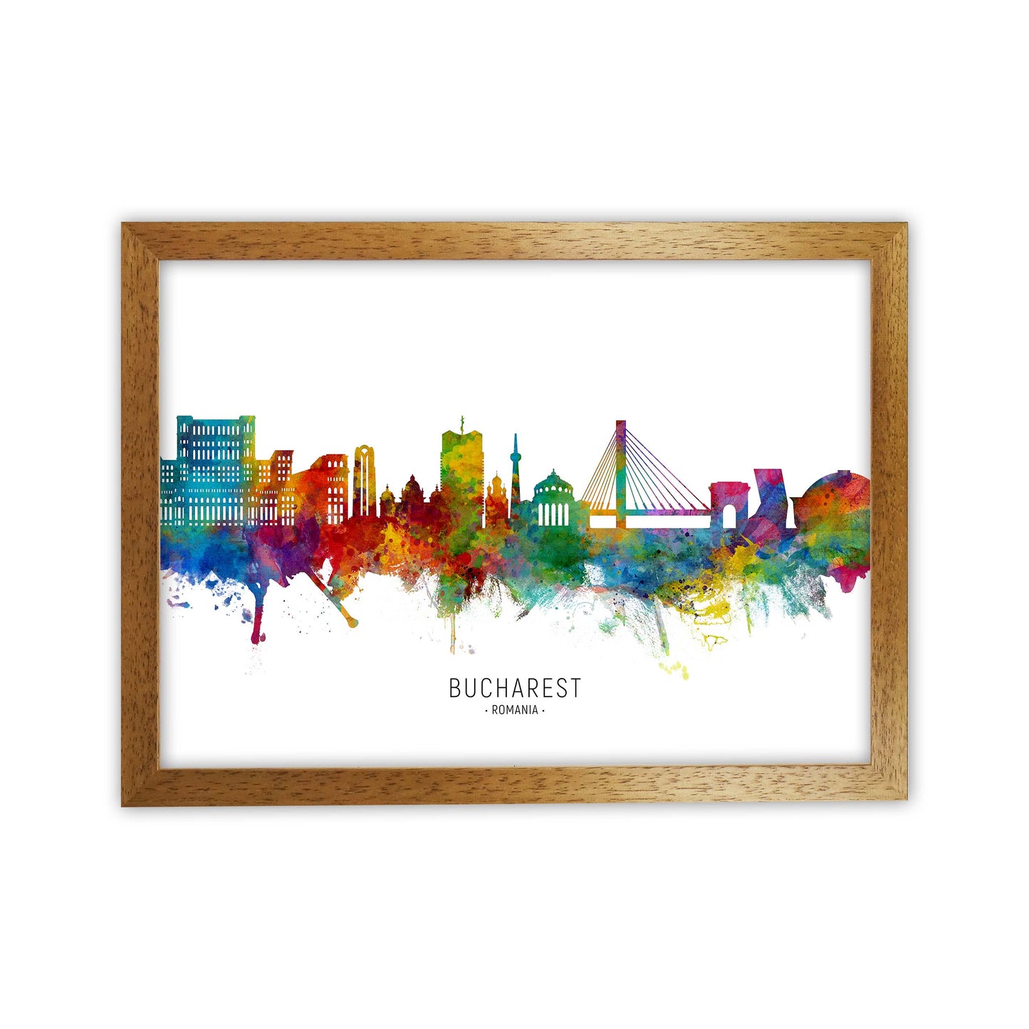 Bucharest Romania Skyline Art Print by Michael Tompsett Oak Grain