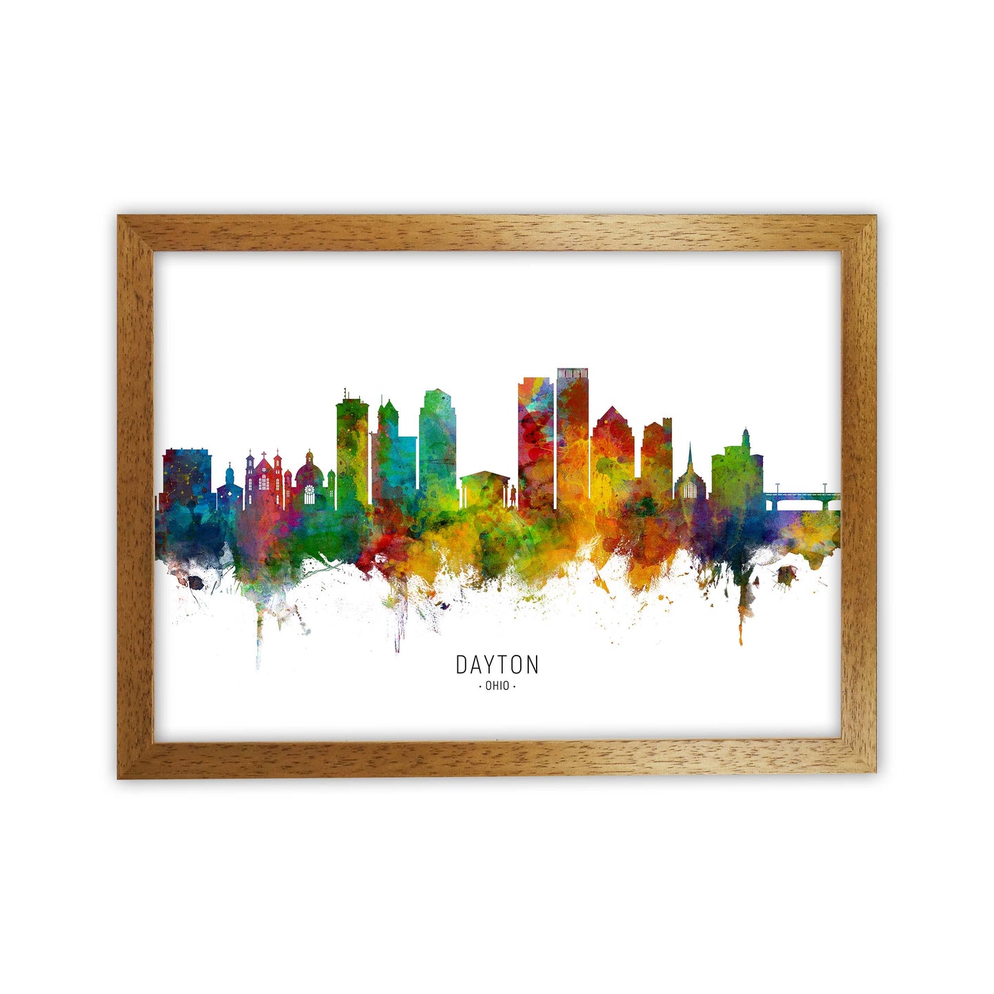 Dayton Ohio Skyline Art Print by Michael Tompsett Oak Grain