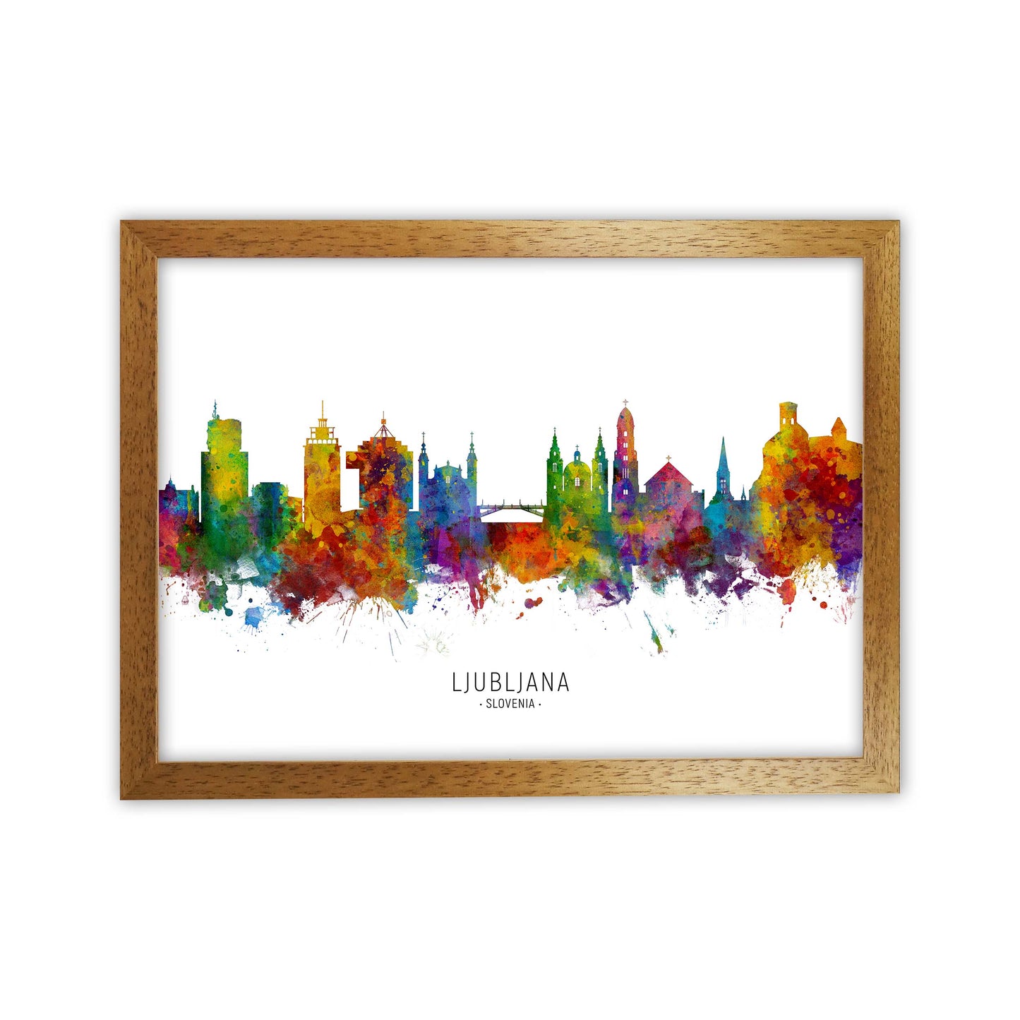 Ljubljana Slovenia Skyline Art Print by Michael Tompsett Oak Grain