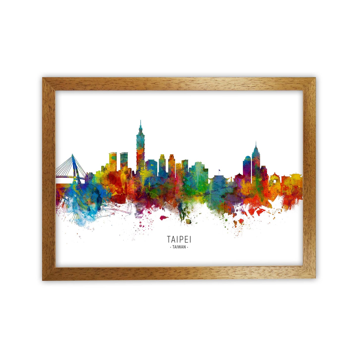 Taipei Taiwan Skyline Art Print by Michael Tompsett Oak Grain