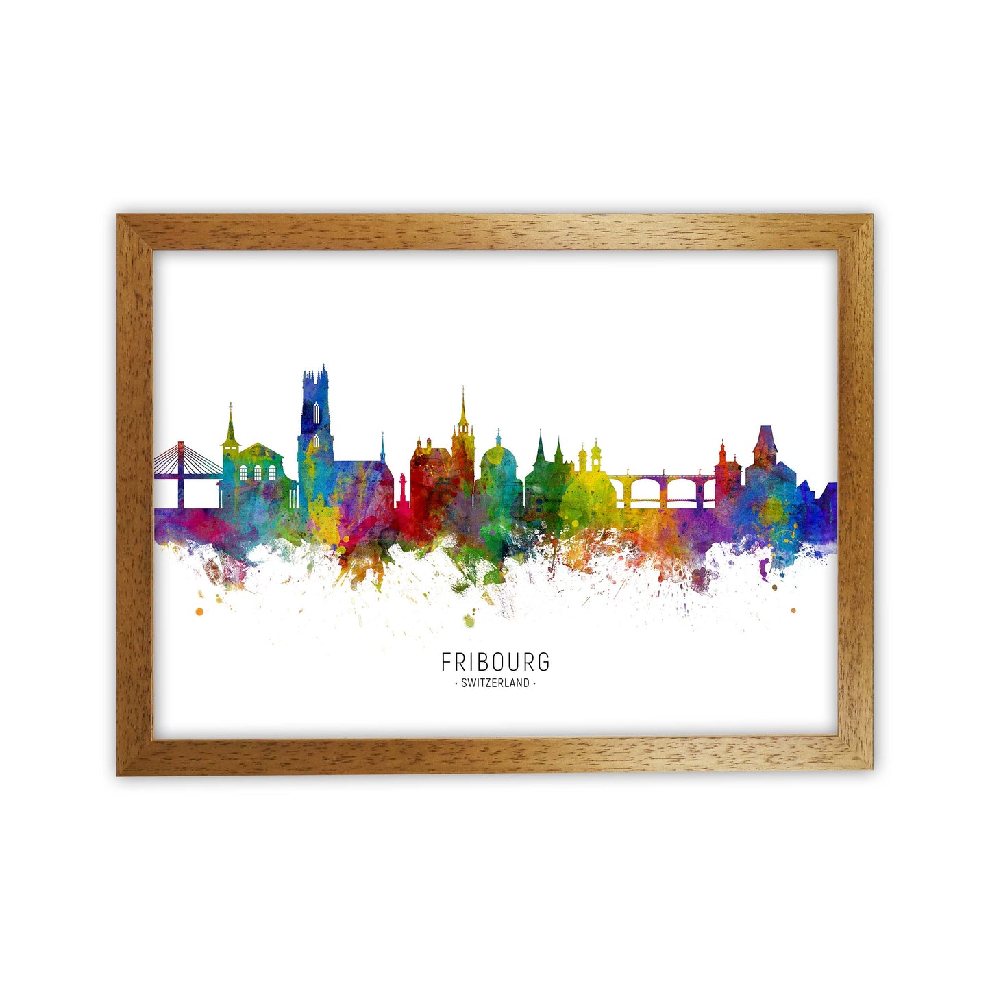 Fribourg Switzerland Skyline Art Print by Michael Tompsett Oak Grain
