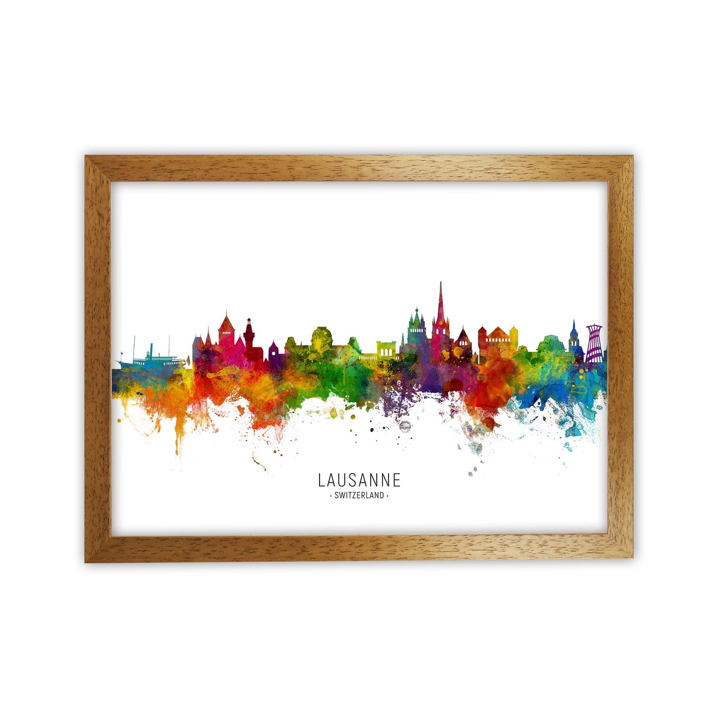 Lausanne Switzerland Skyline Art Print by Michael Tompsett Oak Grain