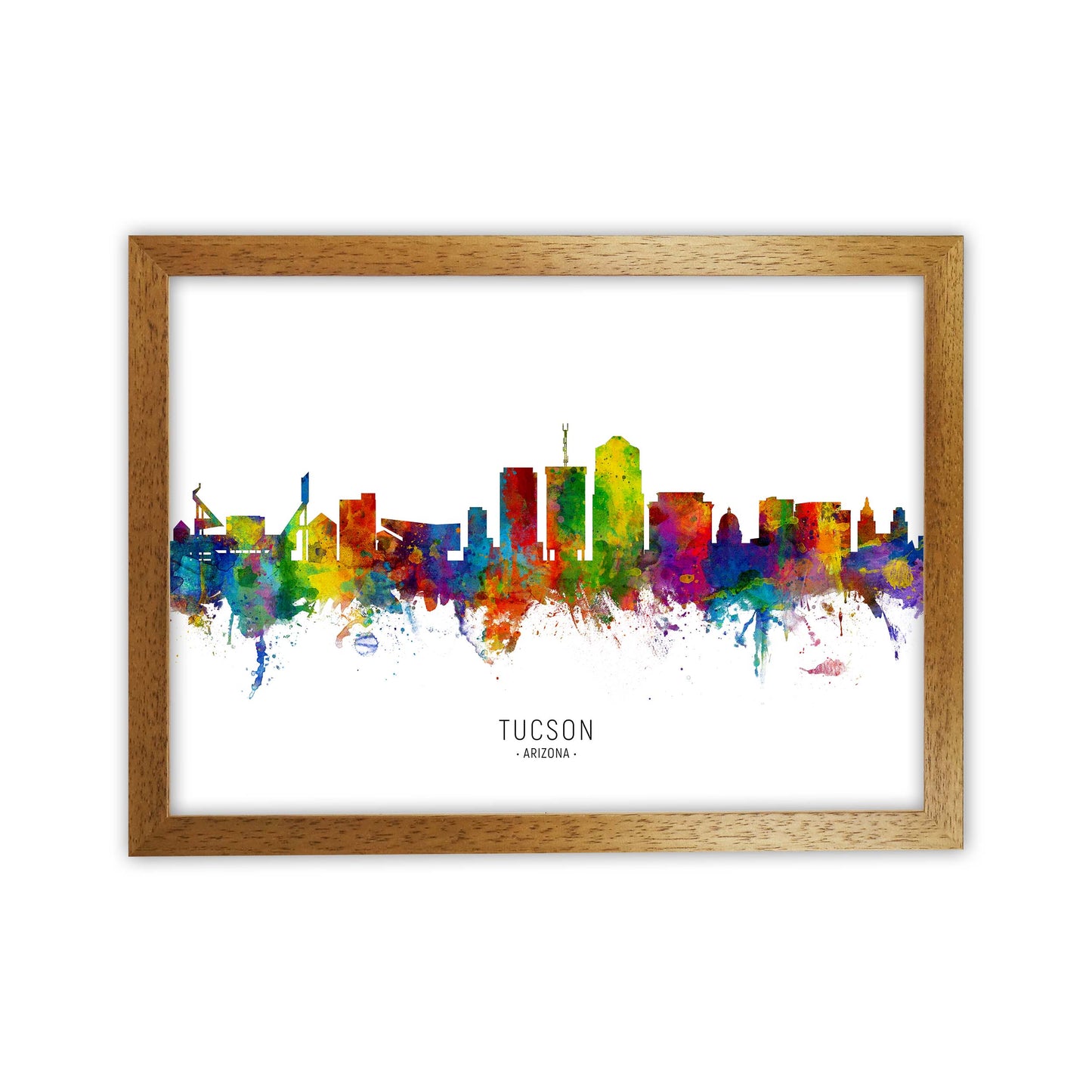 Tucson Arizona Skyline Art Print by Michael Tompsett Oak Grain