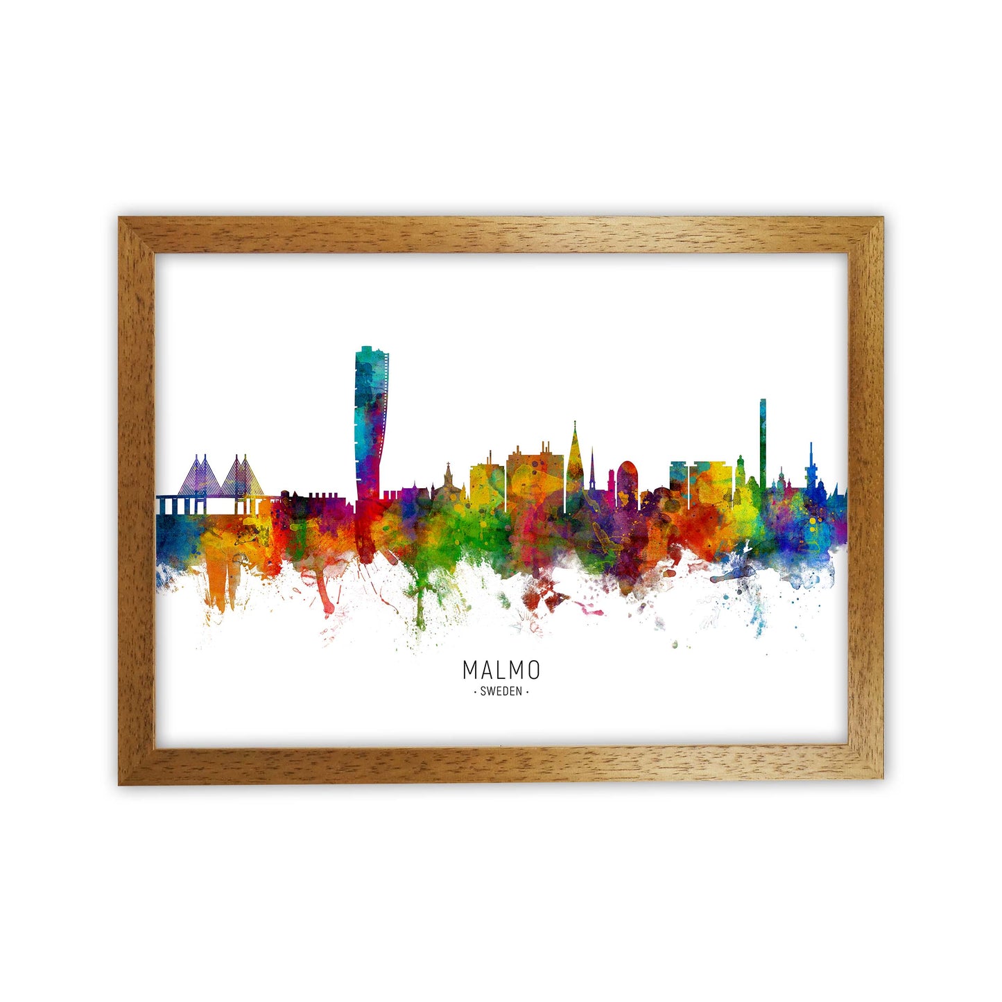 Malmo Sweden Skyline Art Print by Michael Tompsett Oak Grain