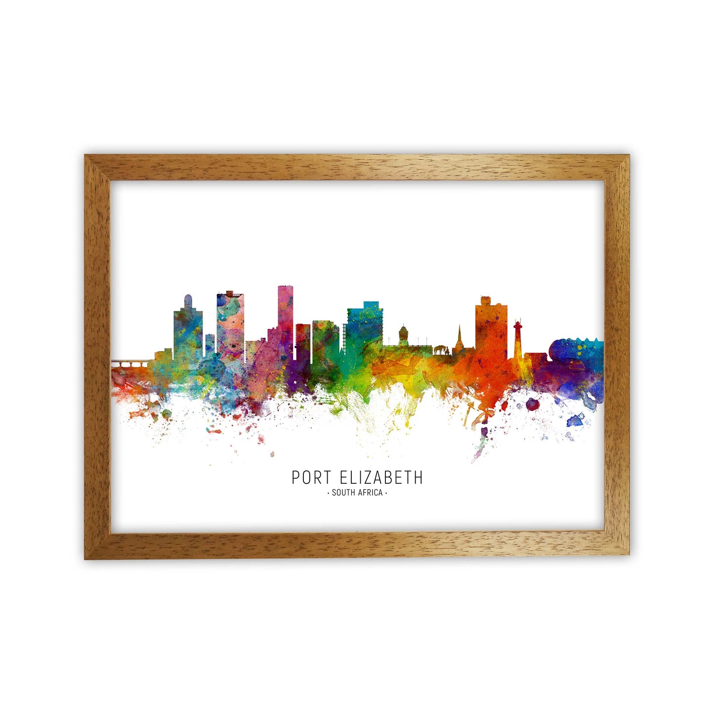 Port Elizabeth South Africa Skyline Print by Michael Tompsett Oak Grain