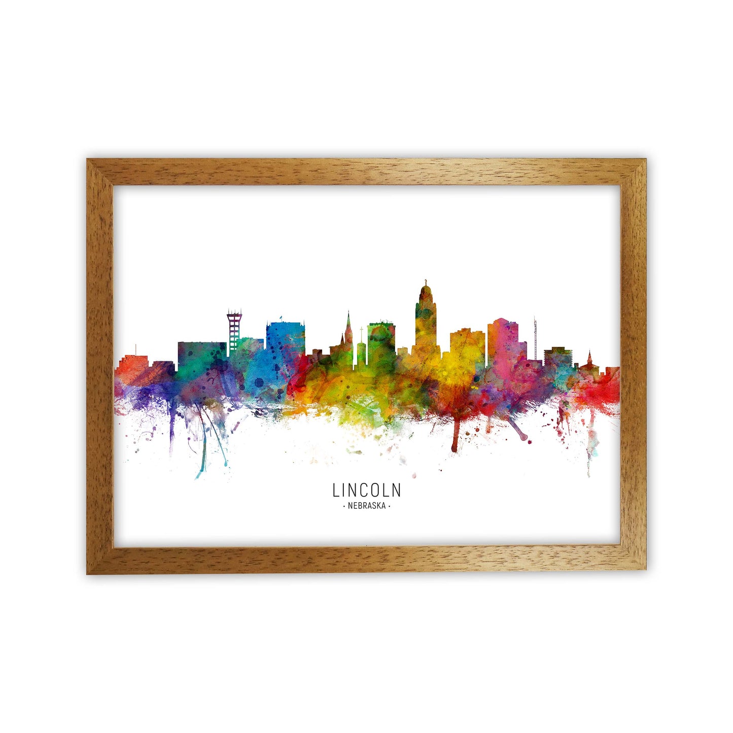 Lincoln Nebraska Skyline Art Print by Michael Tompsett Oak Grain