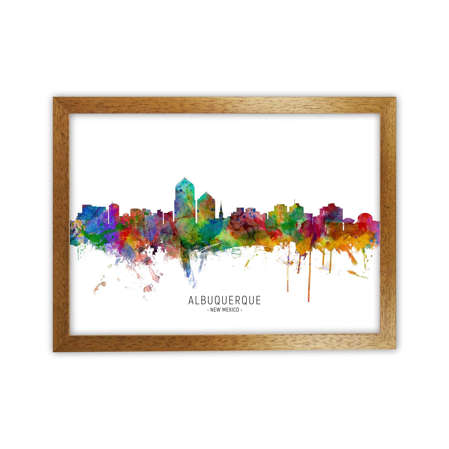 Albuquerque New Mexico Skyline Art Print by Michael Tompsett Oak Grain