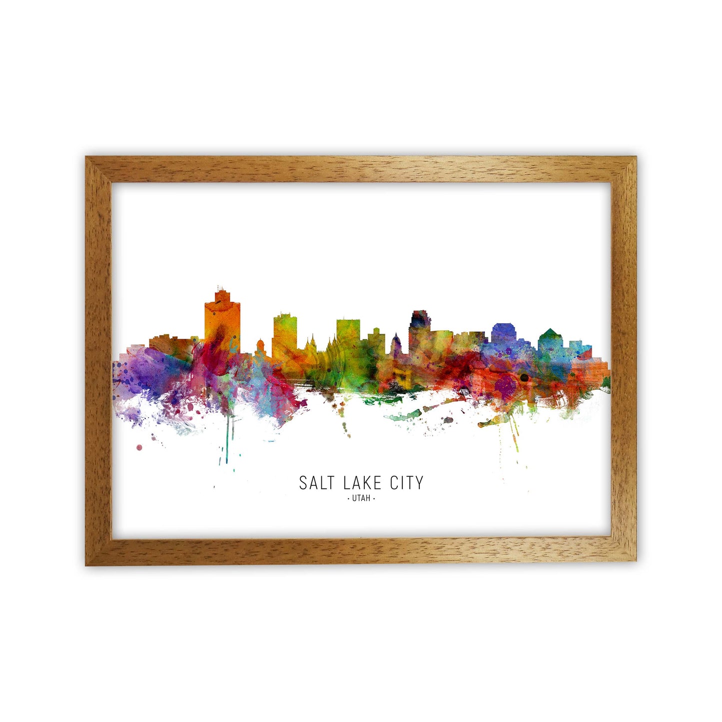 Salt Lake City Utah Skyline Art Print by Michael Tompsett Oak Grain