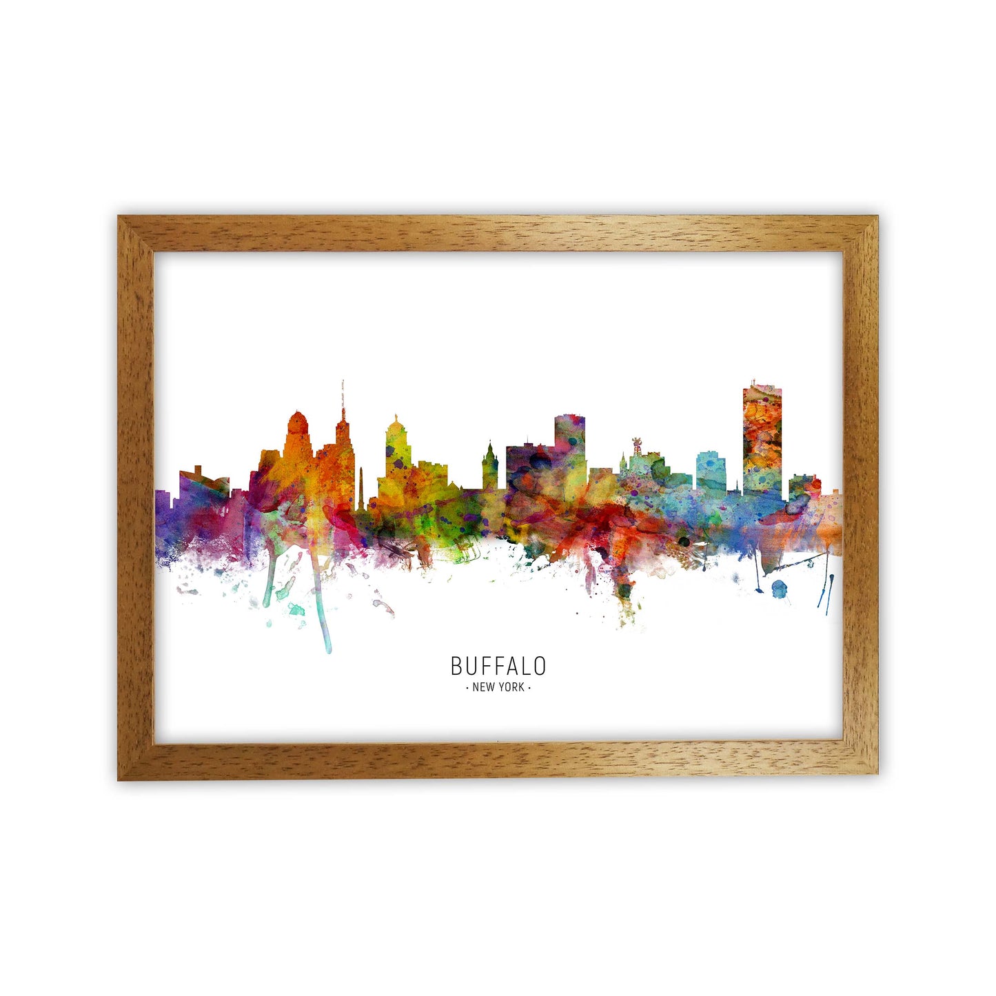Buffalo New York Skyline Art Print by Michael Tompsett Oak Grain