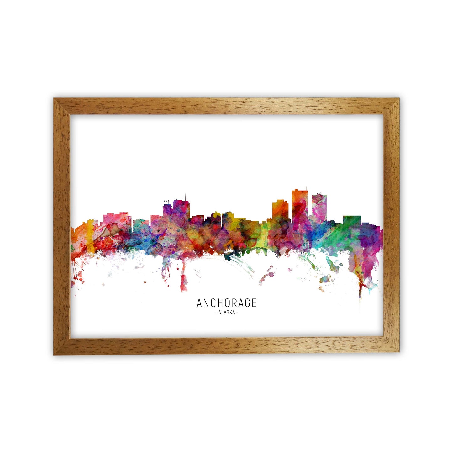 Anchorage Alaska Skyline Art Print by Michael Tompsett Oak Grain