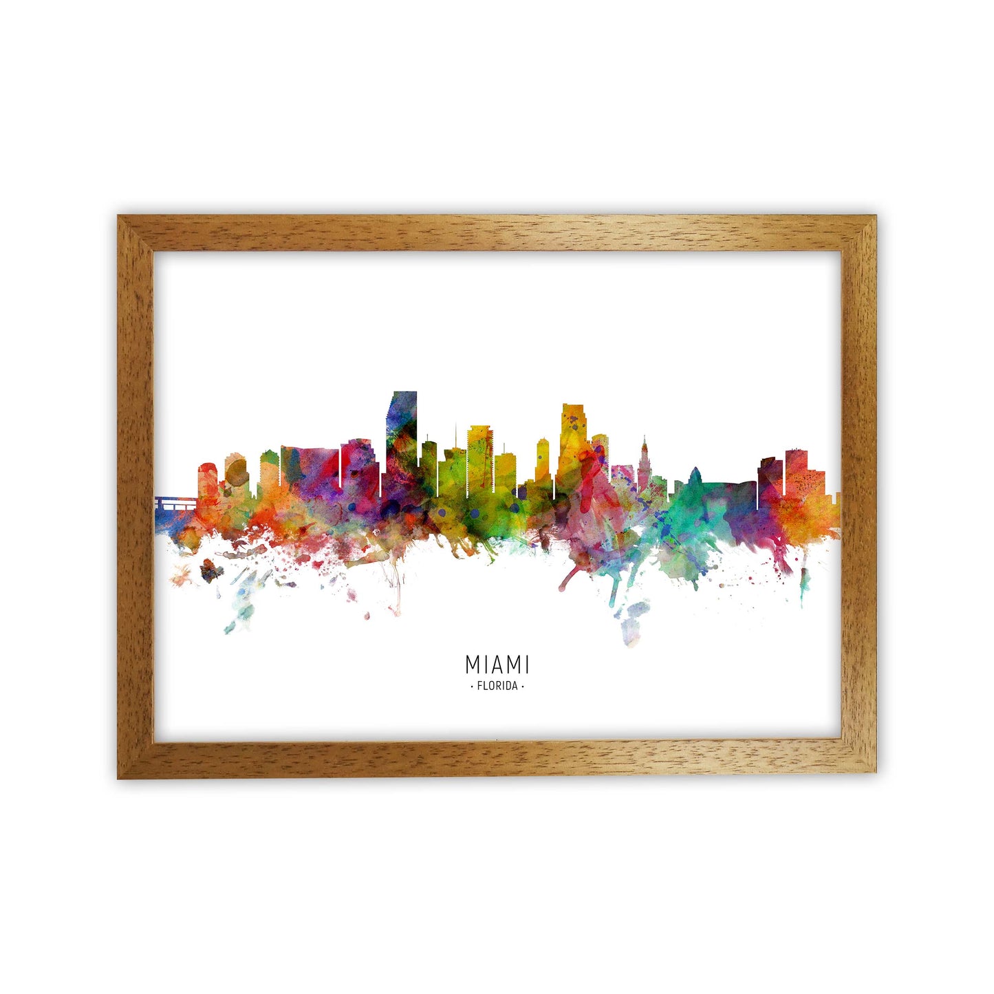 Miami Florida Skyline Art Print by Michael Tompsett Oak Grain