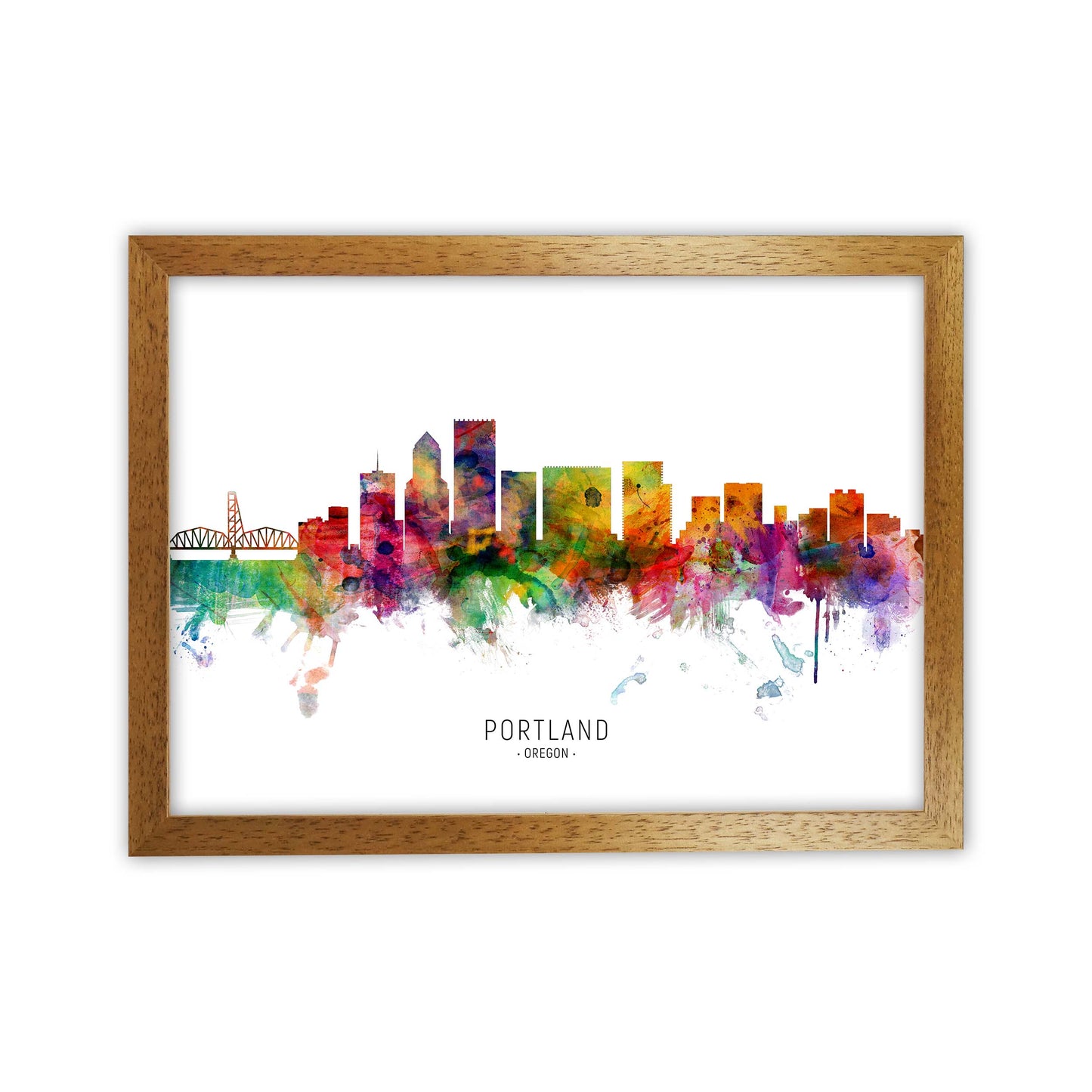 Portland Oregon Skyline Art Print by Michael Tompsett Oak Grain