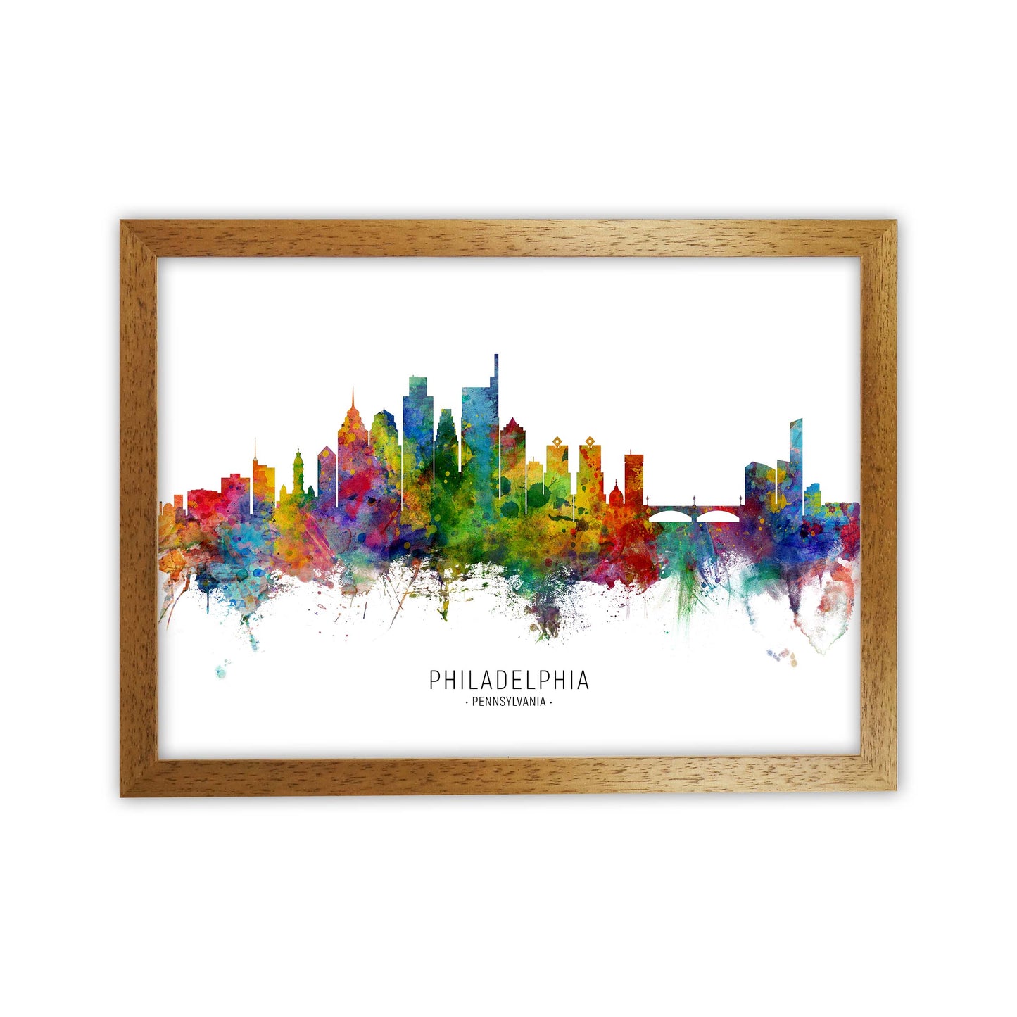 Philadelphia Pennsylvania Skyline Print by Michael Tompsett Oak Grain