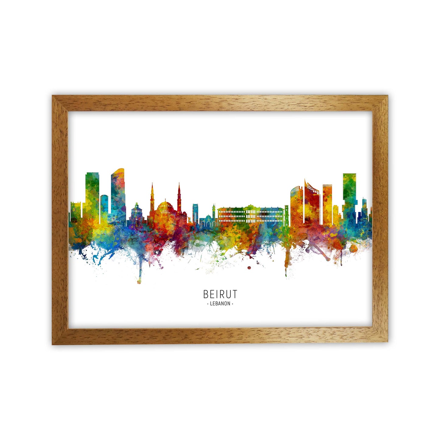 Beirut Lebanon Skyline Art Print by Michael Tompsett Oak Grain