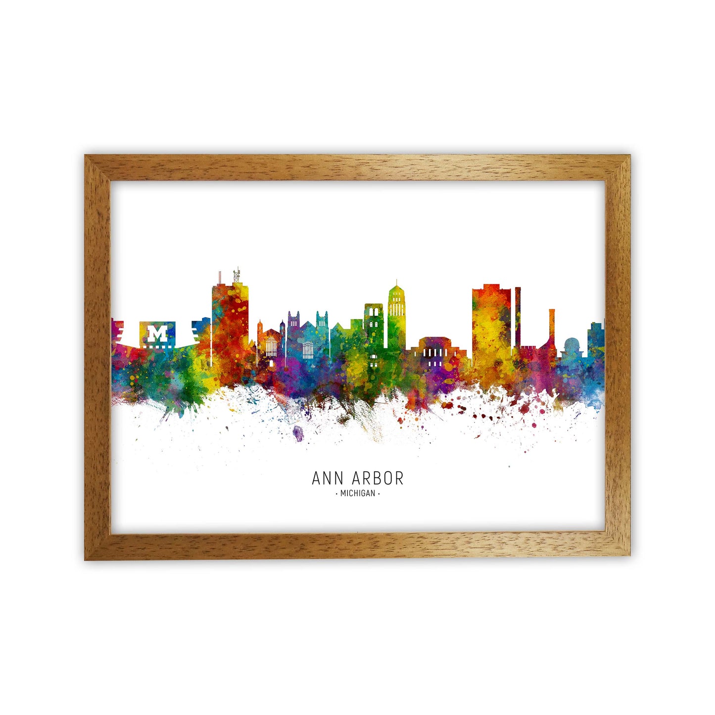 Ann Arbor Michigan Skyline Art Print by Michael Tompsett Oak Grain