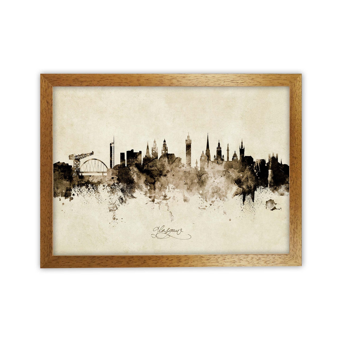 Glasgow Scotland Skyline Vintage Print by Michael Tompsett Oak Grain