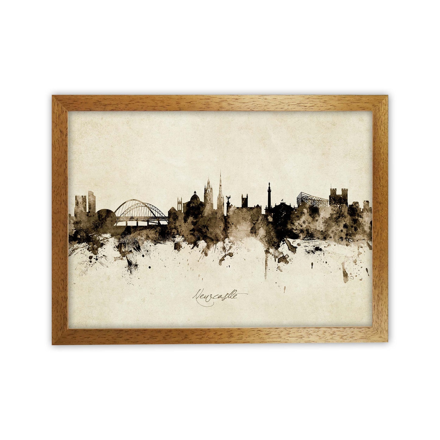 Newcastle England Skyline Vintage Print by Michael Tompsett Oak Grain