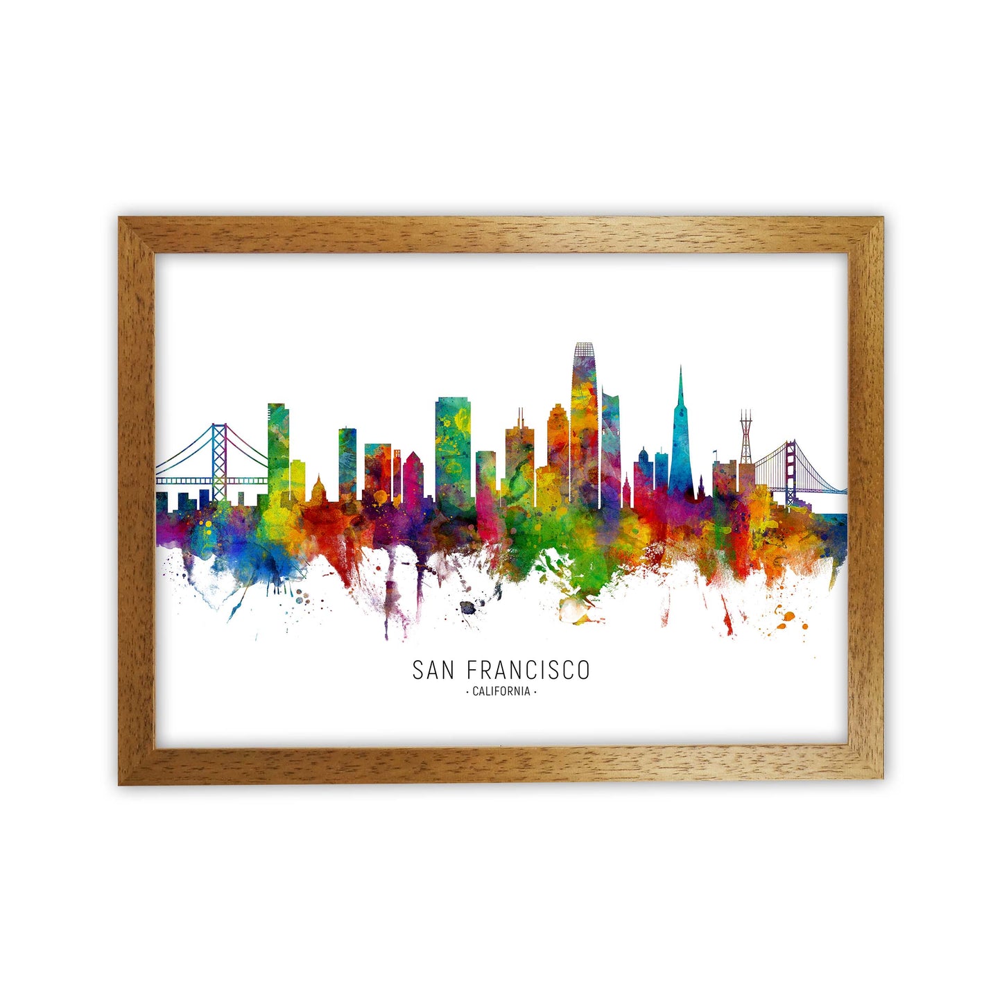 San Francisco California Skyline Print by Michael Tompsett Oak Grain