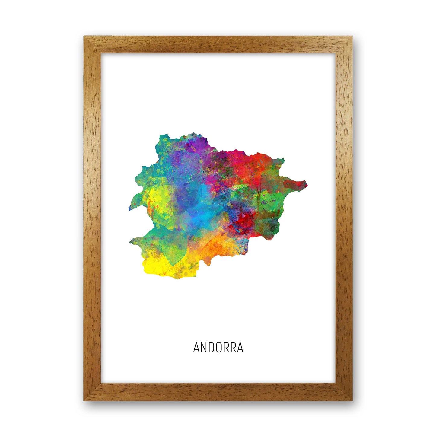 Andorra Watercolour Map Art Print by Michael Tompsett Oak Grain