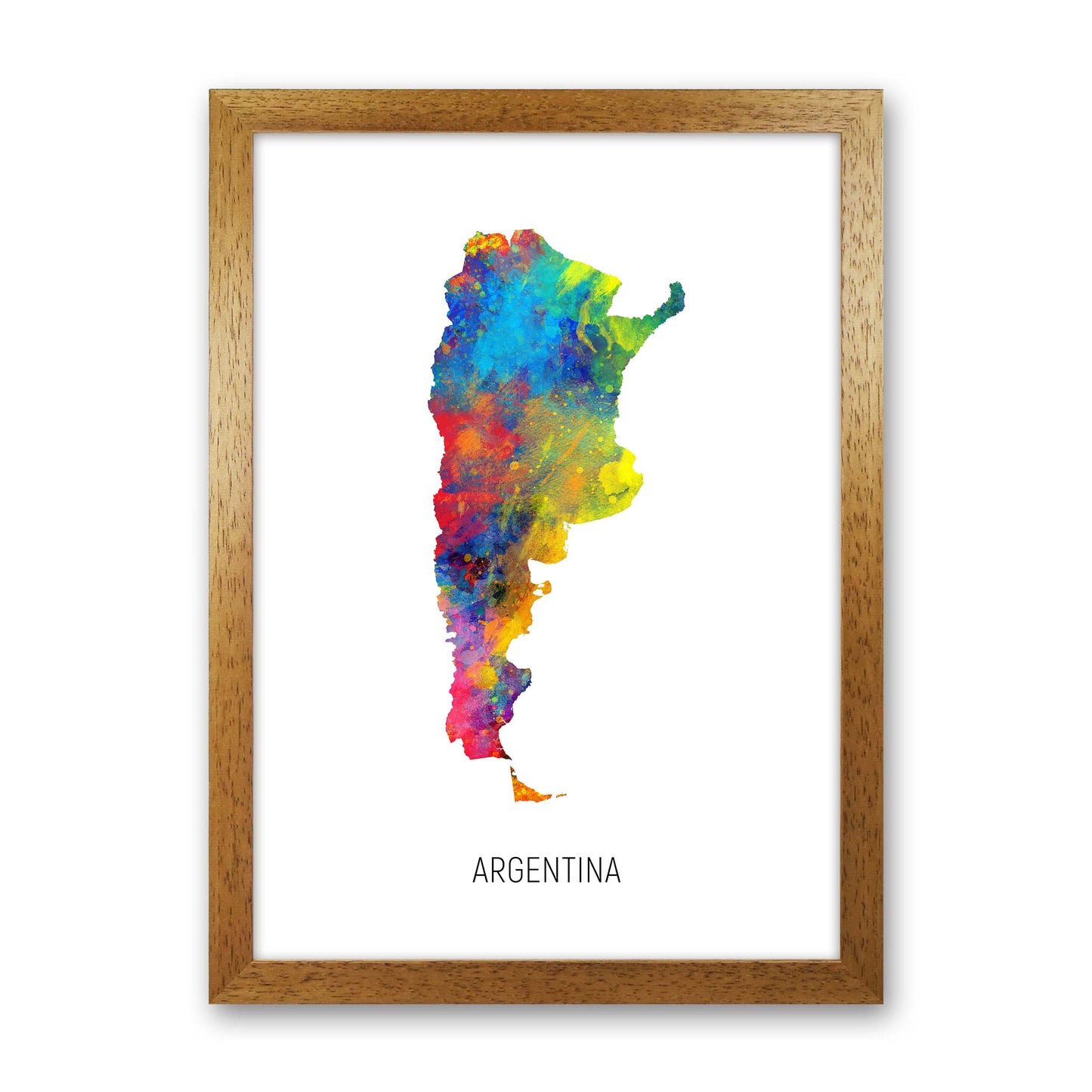 Argentina Watercolour Map Art Print by Michael Tompsett Oak Grain