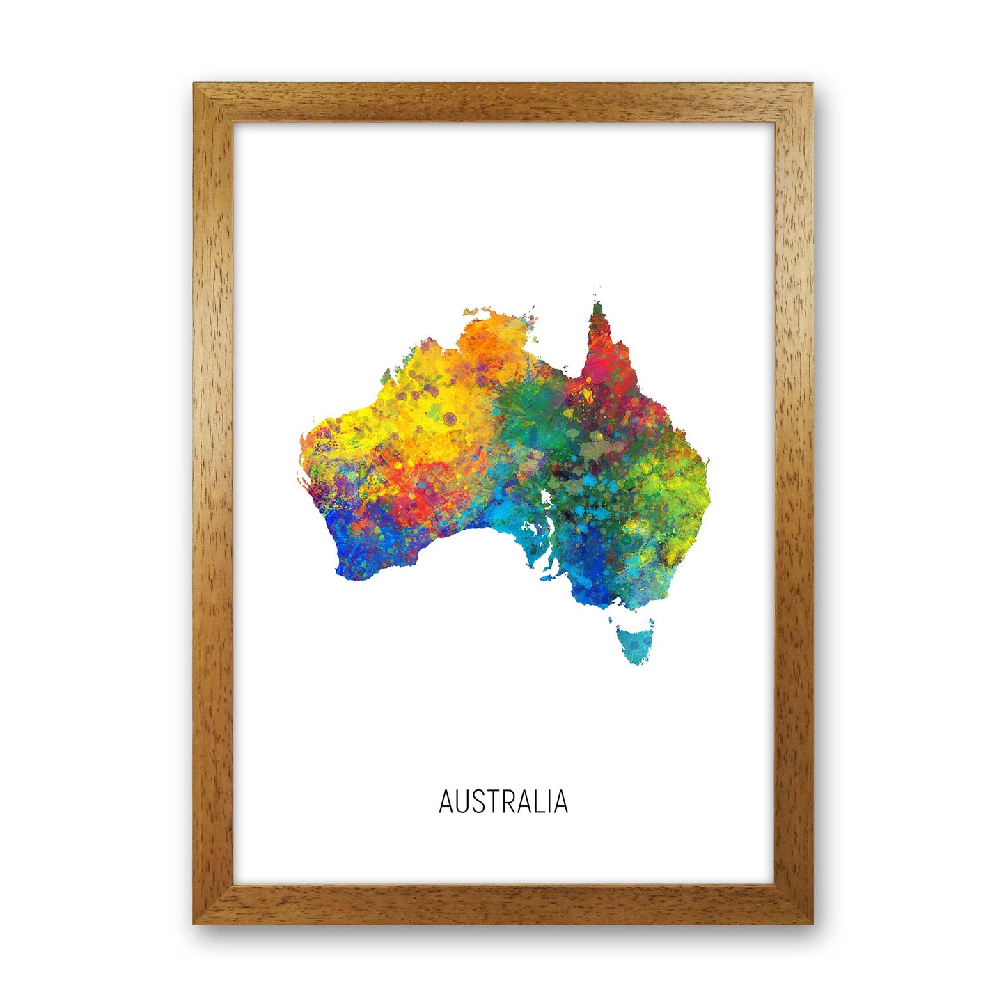 Australia Watercolour Map Art Print by Michael Tompsett Oak Grain